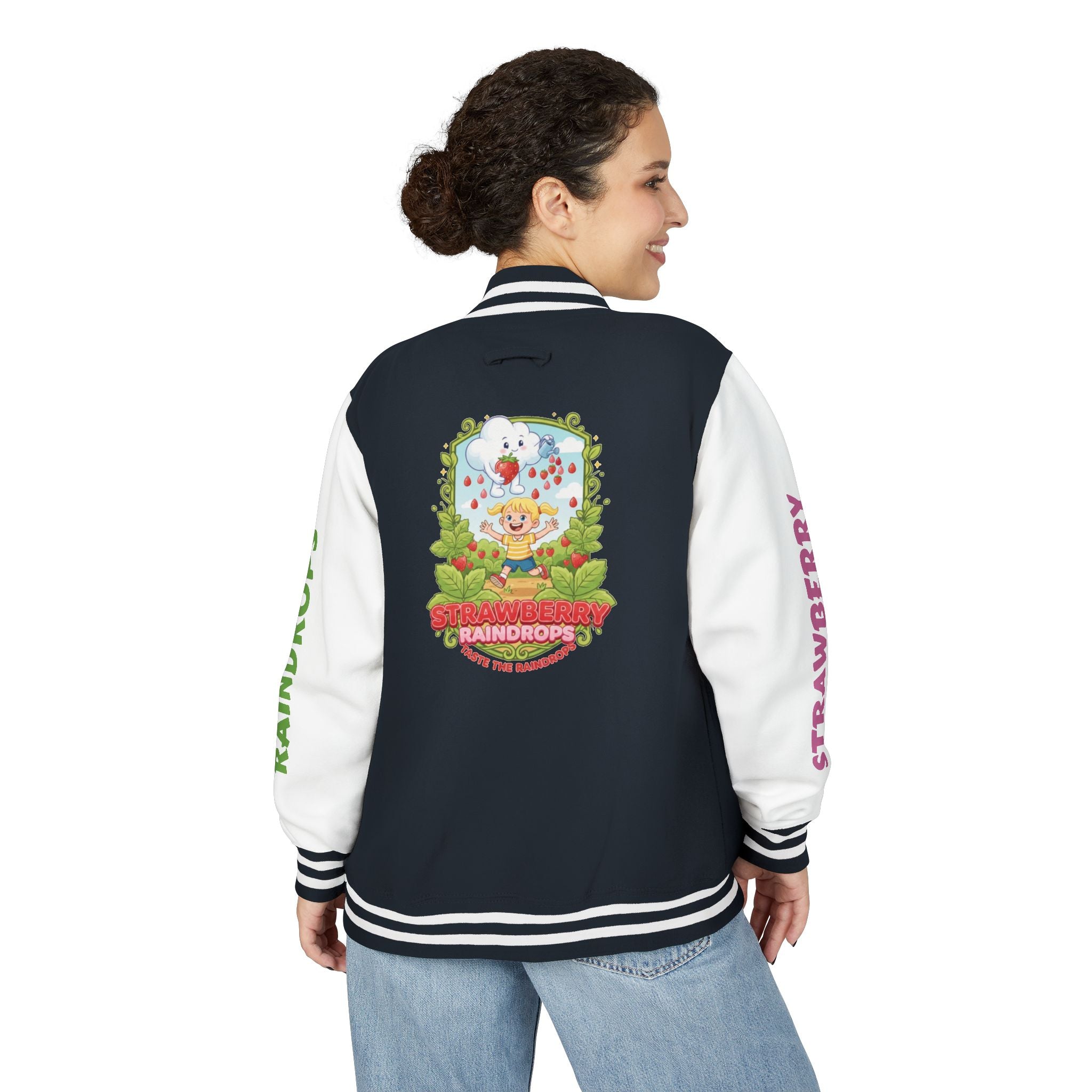 Letterman Jacket —Strawberry Raindrops Back Patch