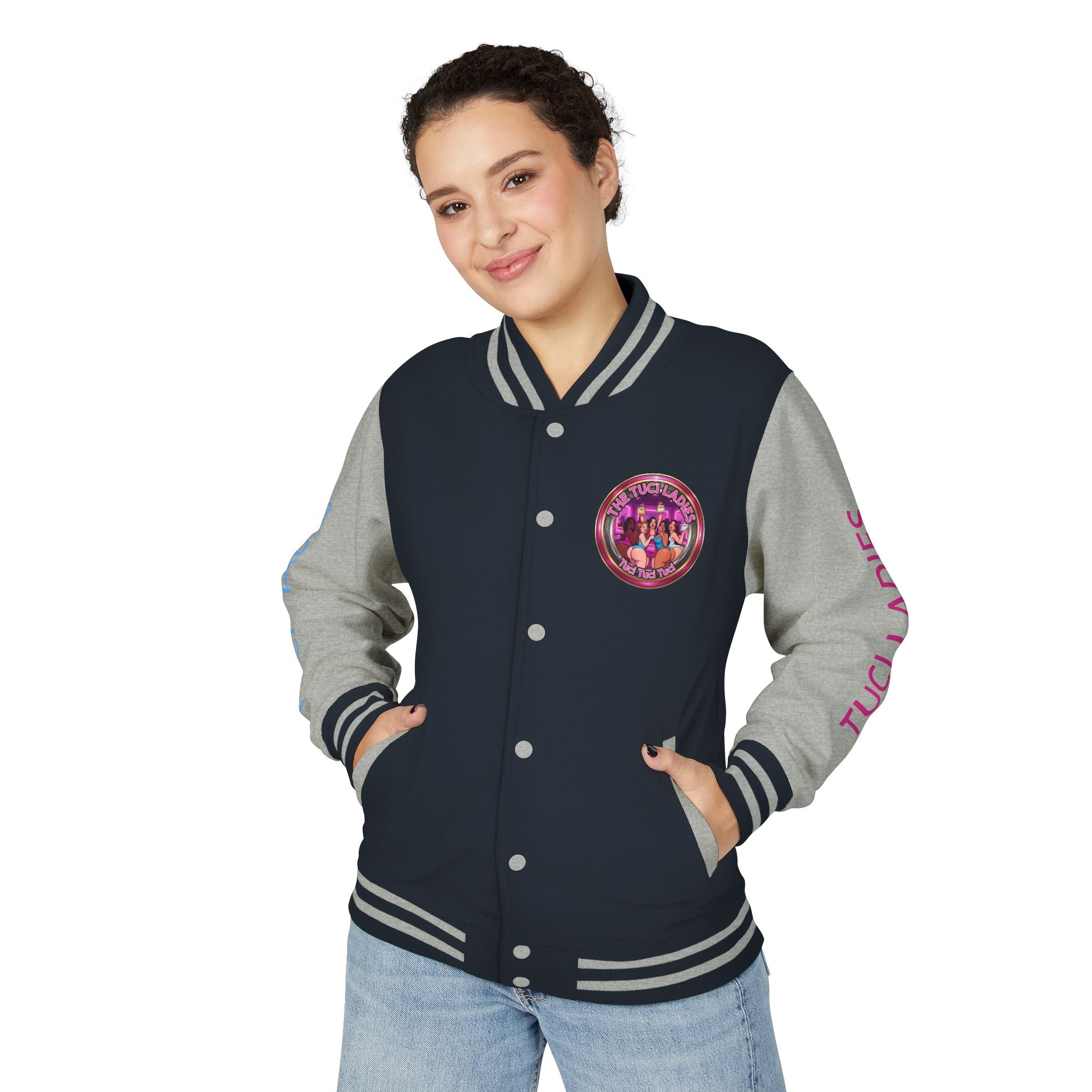 Letterman Jacket — The Tuci Tuci Tuci Ladies Graphic Varsity Jacket