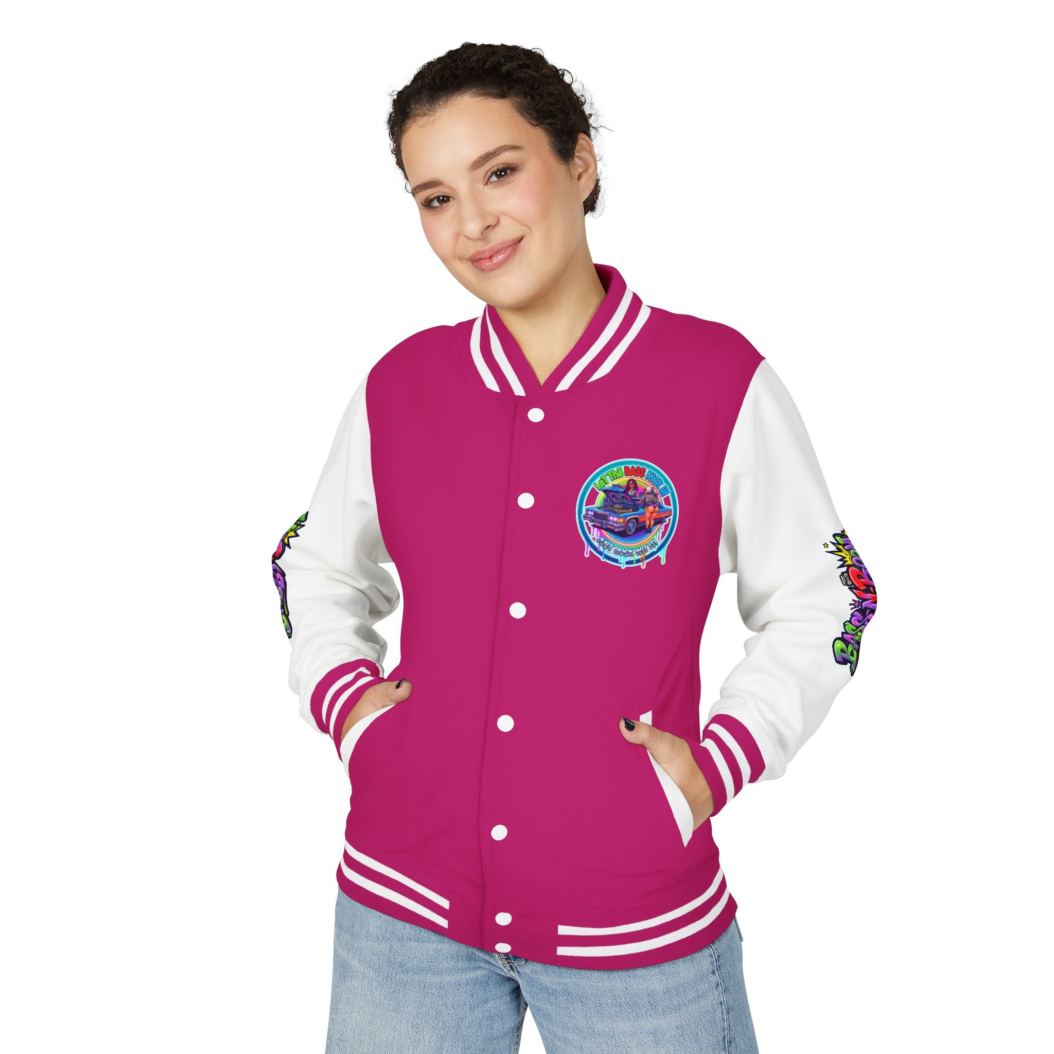 Letterman Jacket — ' Let The Bass Kick In' Retro Lowrider Crew Graphic