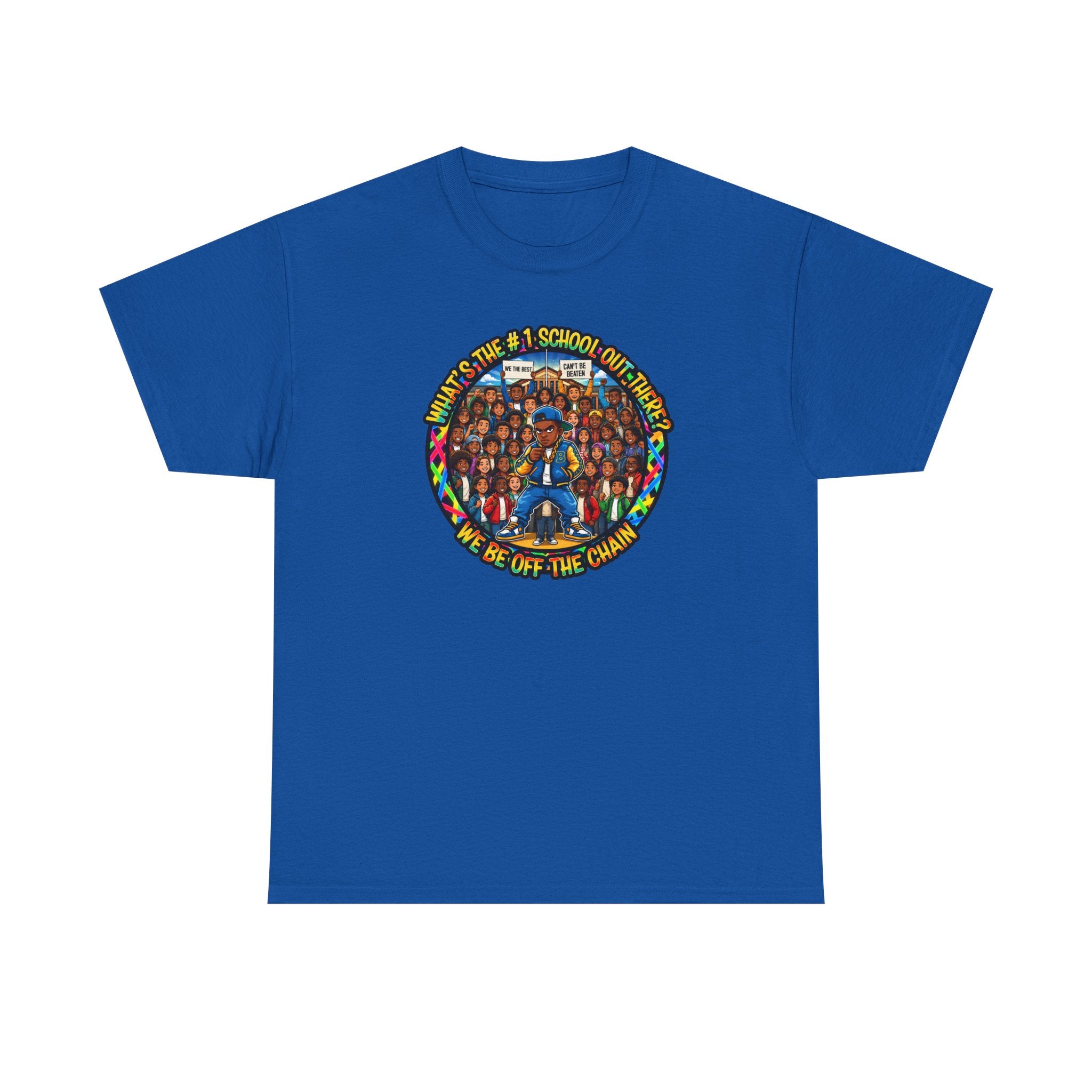 Community Unity Tee — "What's The #1 School Out There" Illustration Shirt