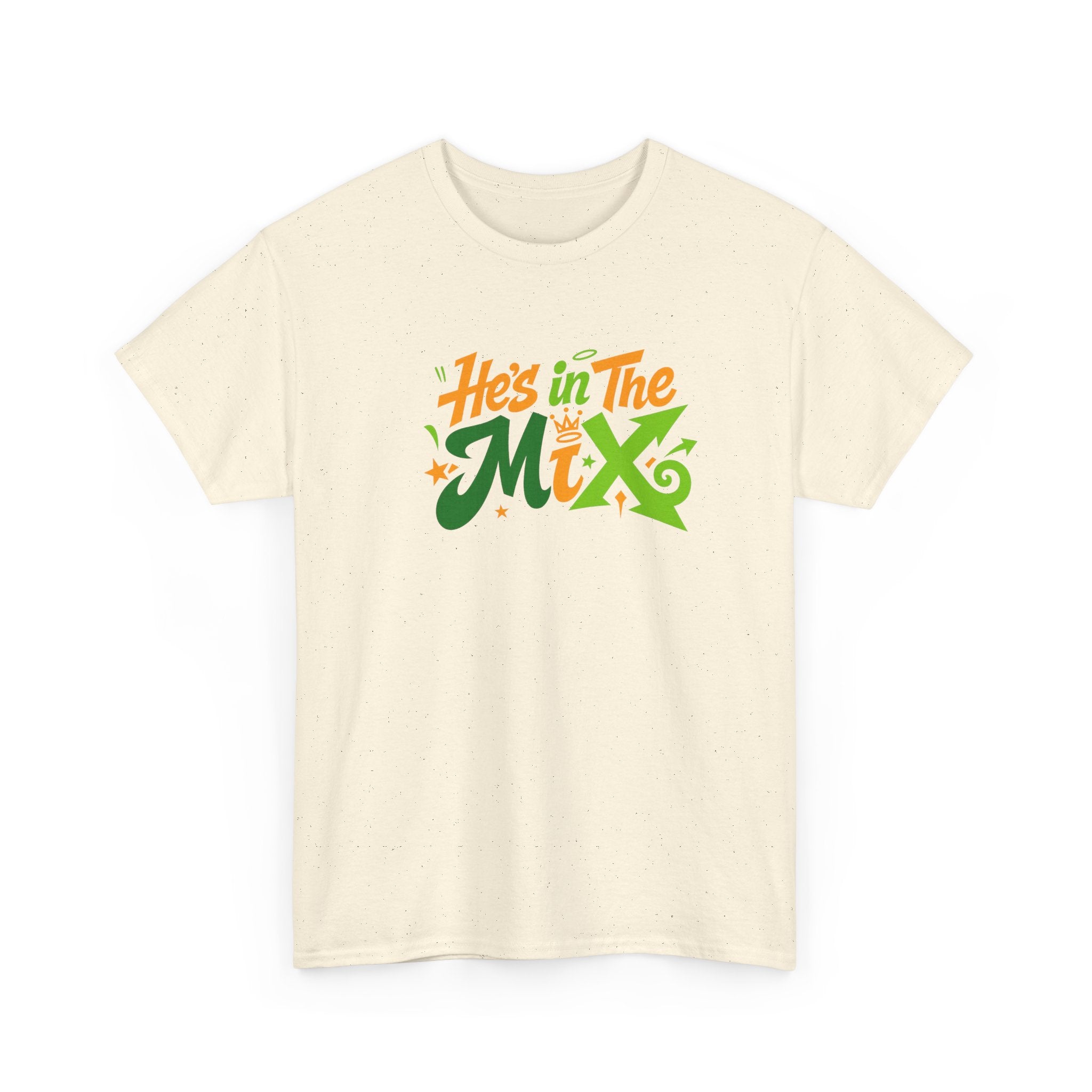 "He's in the Mix" T-Shirt — Retro Green & Orange DJ/Music Tee