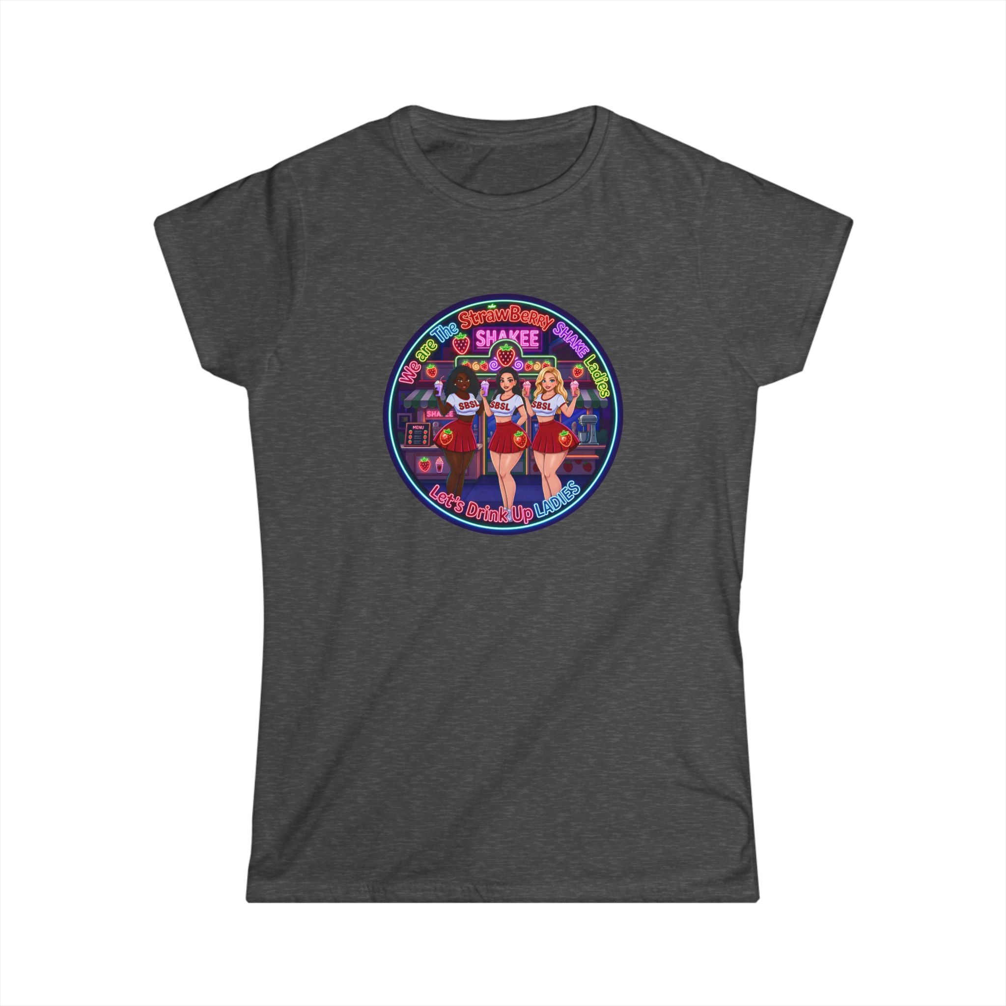 Women's Tee — Retro Pinup 'We Are The Strawberry Shake Ladies"' Band Graphic Tee