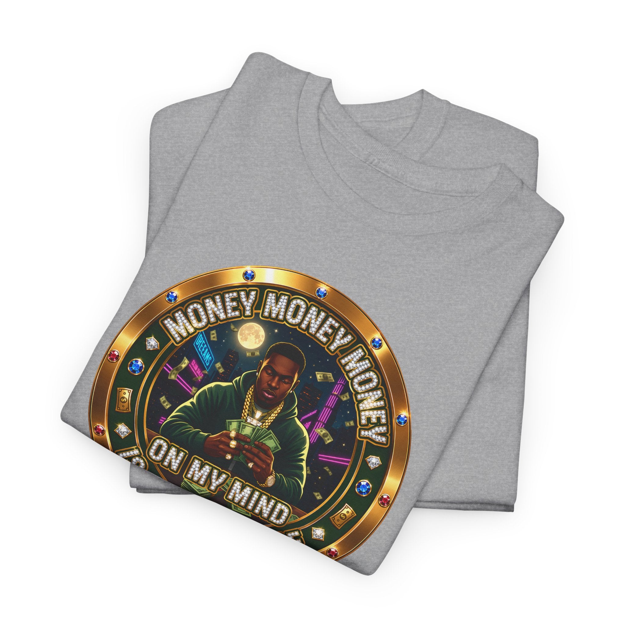 "Money On My Mind" Graphic Tee — Retro Casino Coin Design
