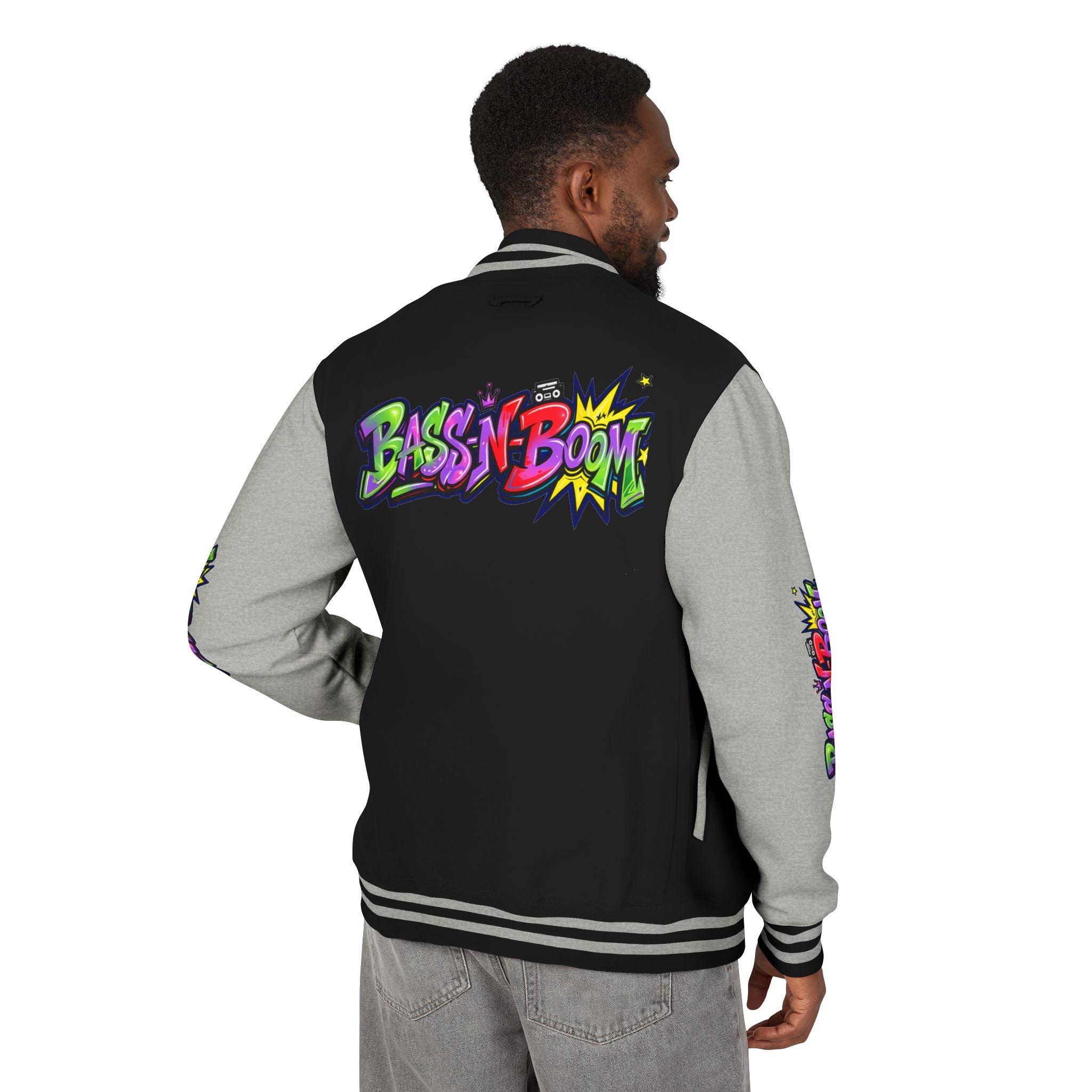 Letterman Jacket — 'Bass N Boom' Graffiti Bomber