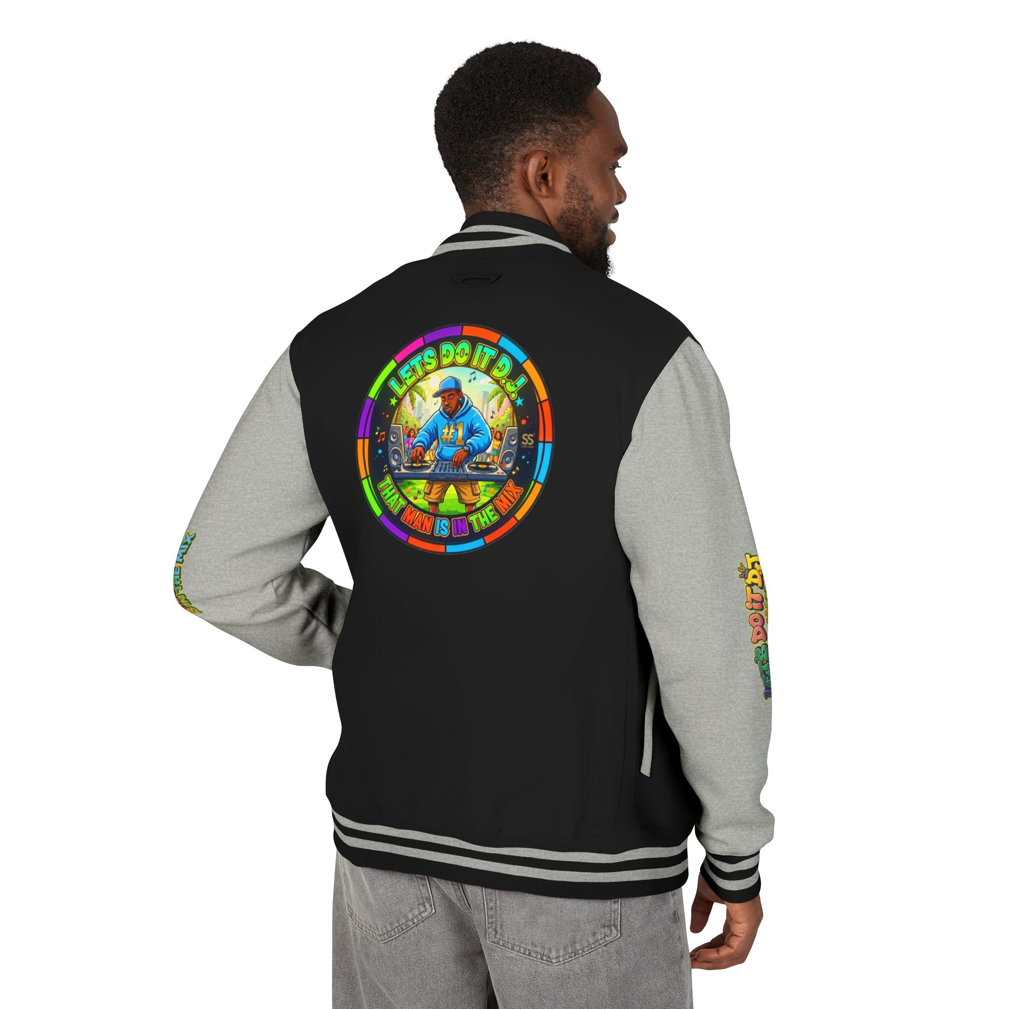 Letterman Jacket — 'Let's Do It' DJ Graphic Varsity Jacket
