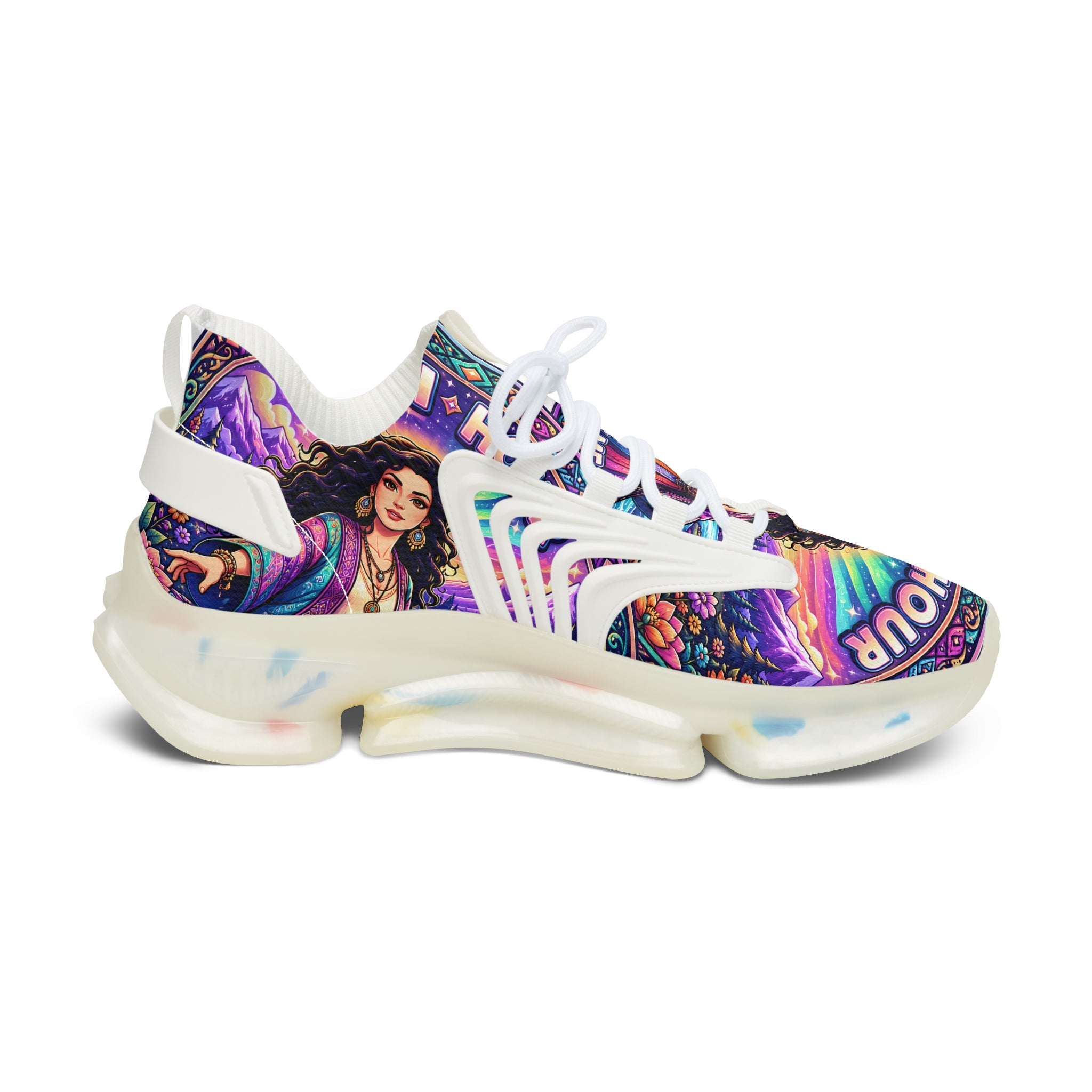 Mesh Sneakers — Colorful 'Crush Hour' Graphic Women's Athletic Shoes