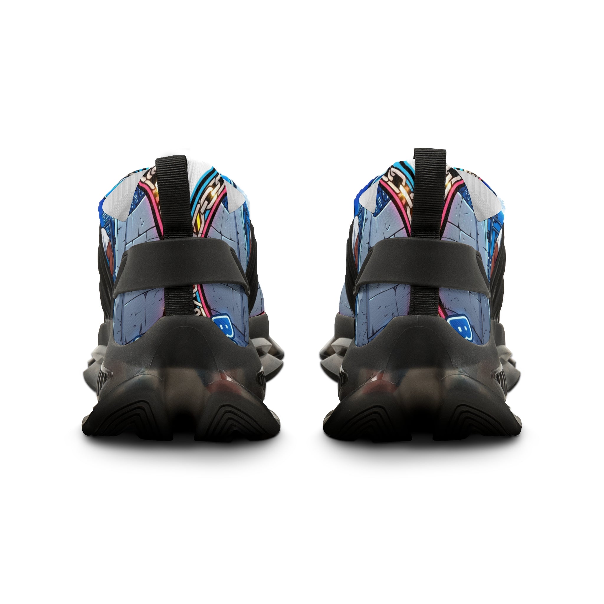 Men's Graphic Mesh Sneakers — " Out On Bail" Street Art Portrait Design