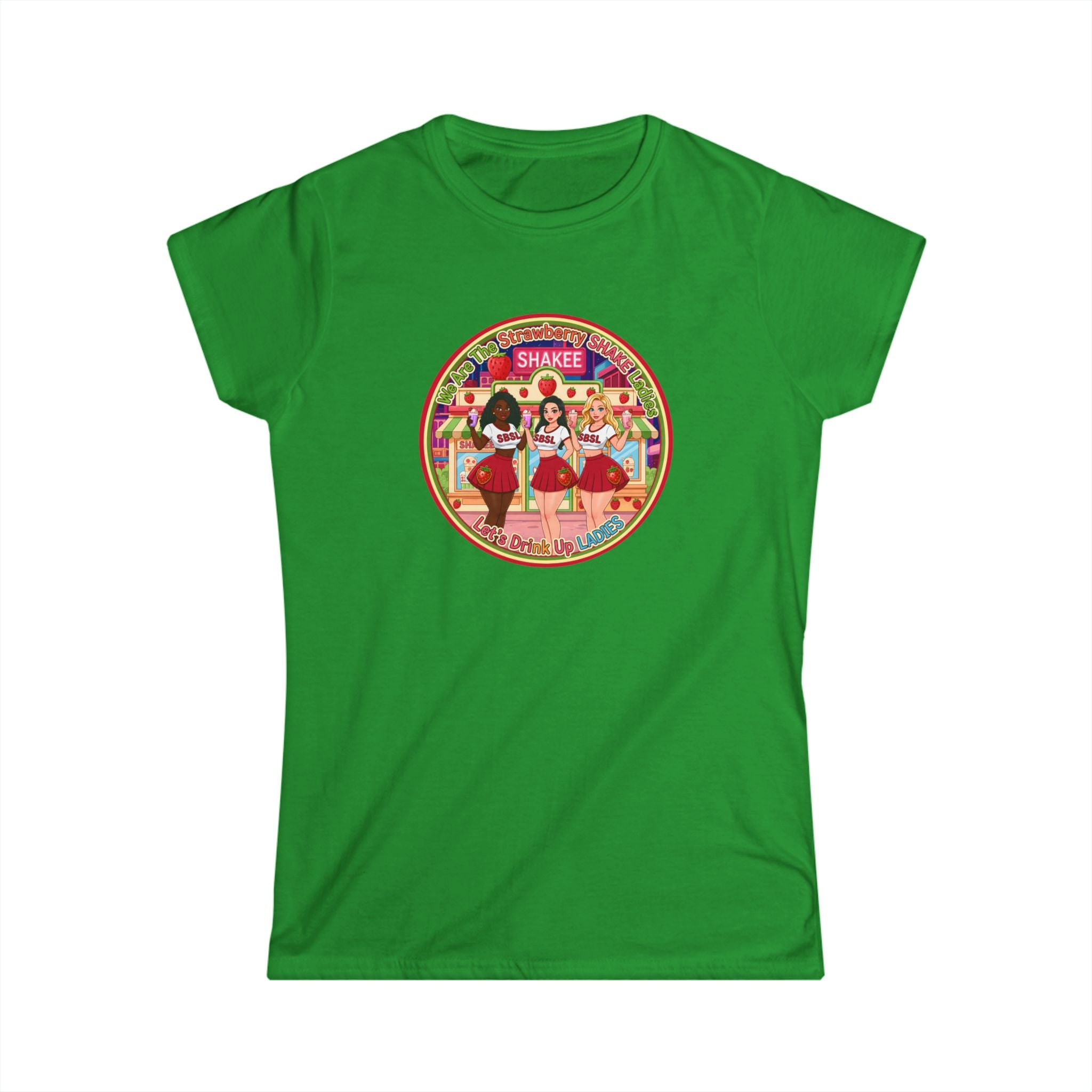 Retro Girl Group Tee — "We Are The Strawberry Shake Ladies" Vintage K-Pop Style Graphic Shirt