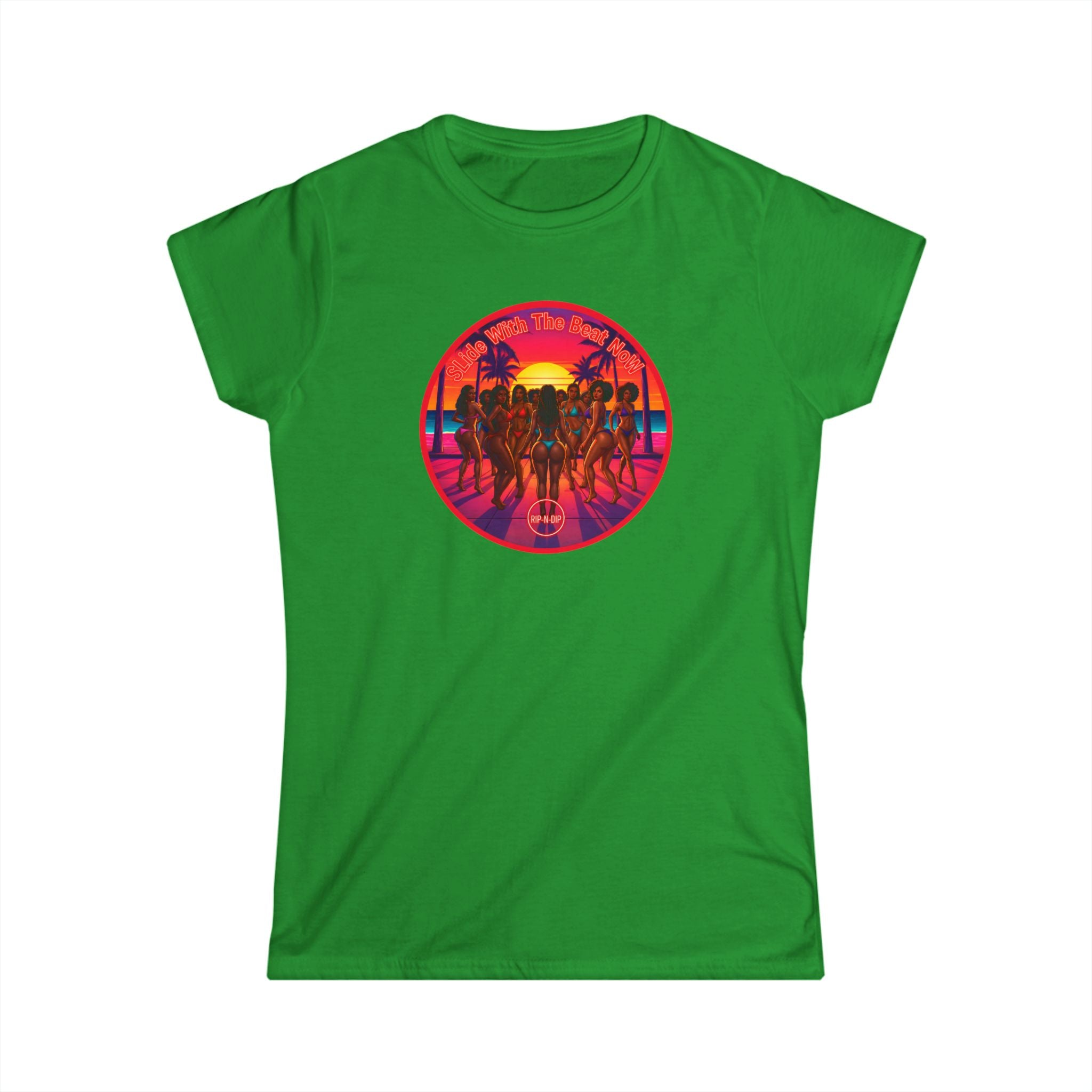 Women's Softstyle Tee — '' Slide With The Best Now" Classic White Crewneck T-Shirt