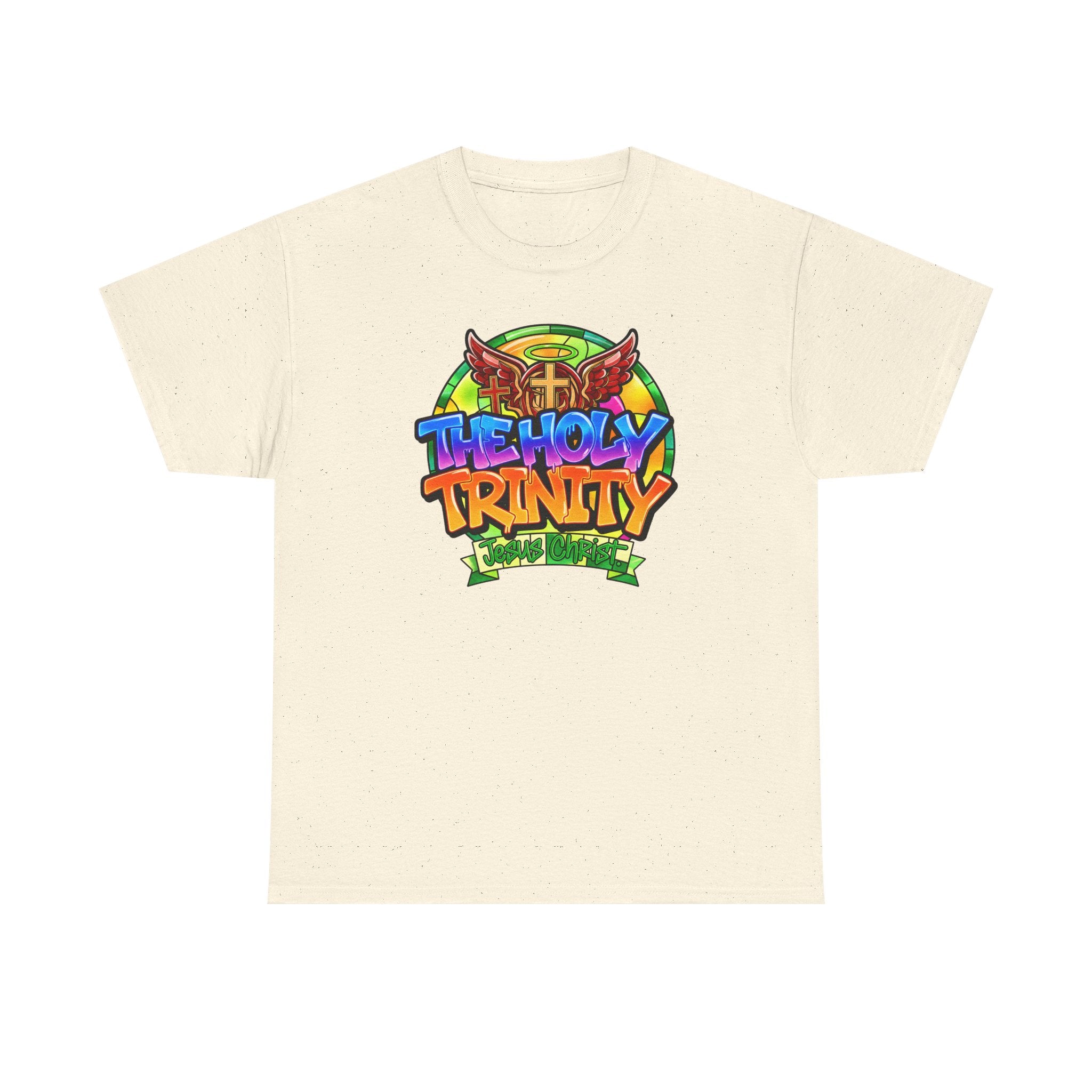 Holy Trinity Graphic Tee — Colorful Faith-Inspired Streetwear T-Shirt