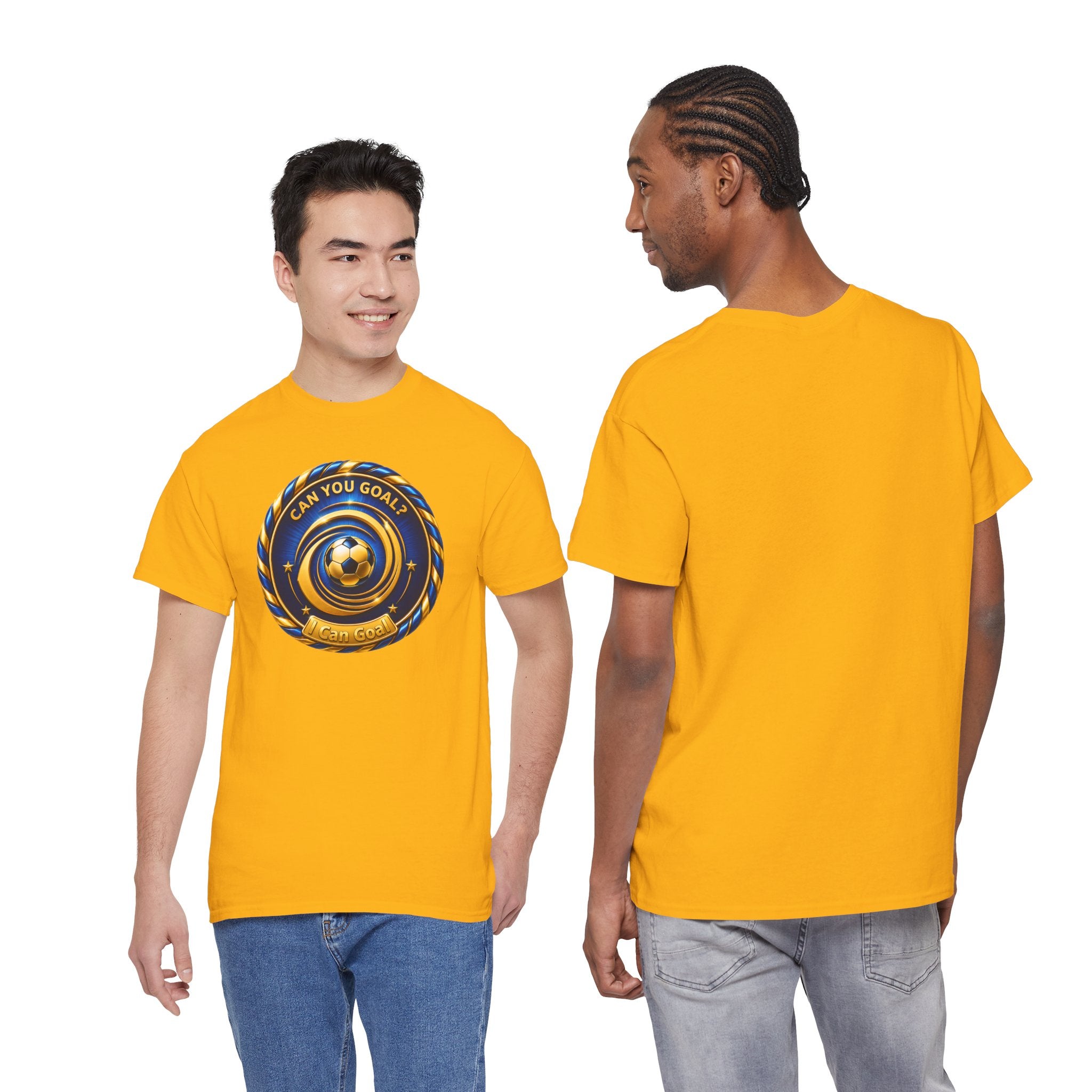 Soccer Badge Tee — "Can You Goal?" Graphic Soccer Shirt