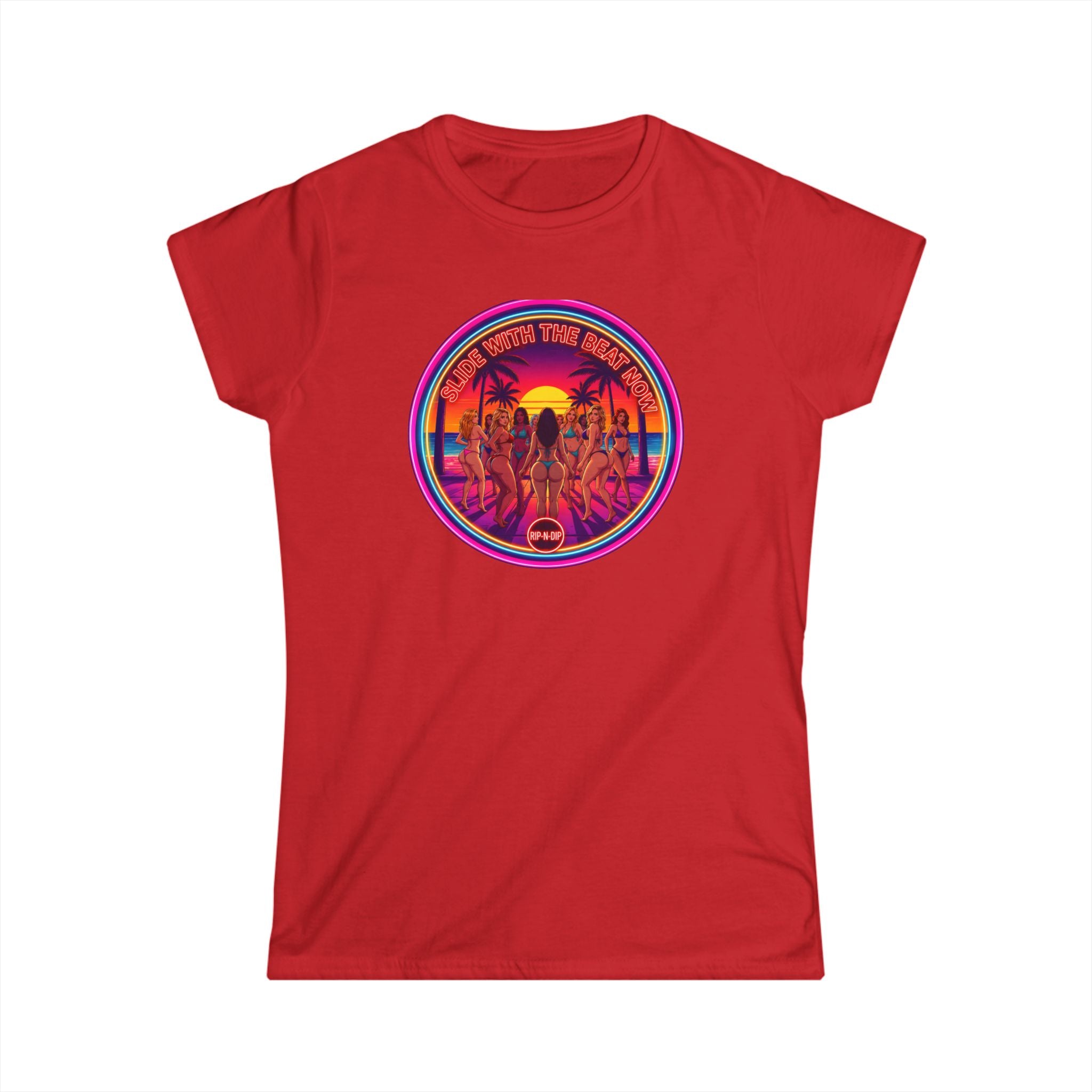 Women's Tee - " Slide With The Beat Now " Classic White Softstyle Short Sleeve