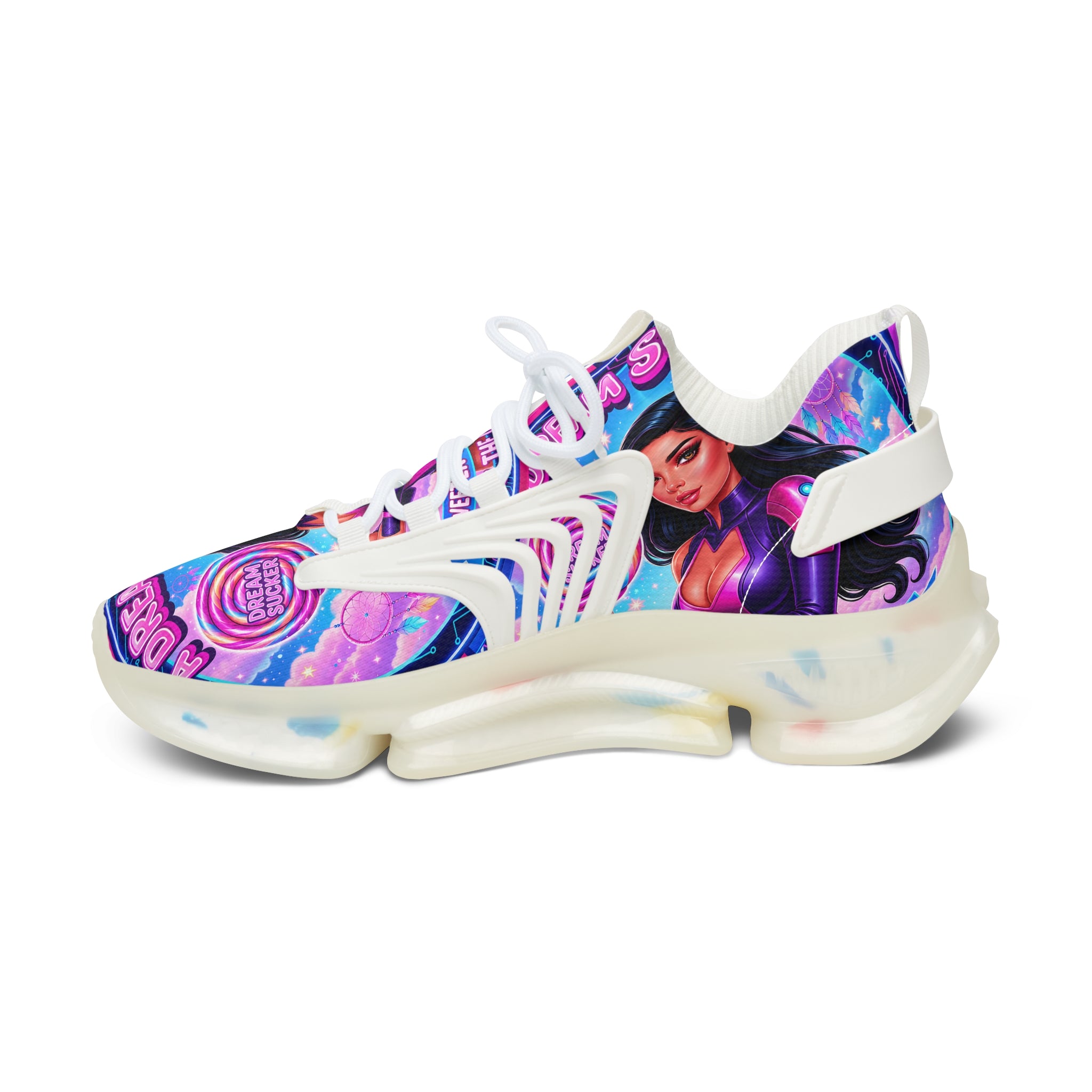 Women's Mesh Sneakers — Vibrant 'A Dream Sucker' Graphic Athletic Shoes
