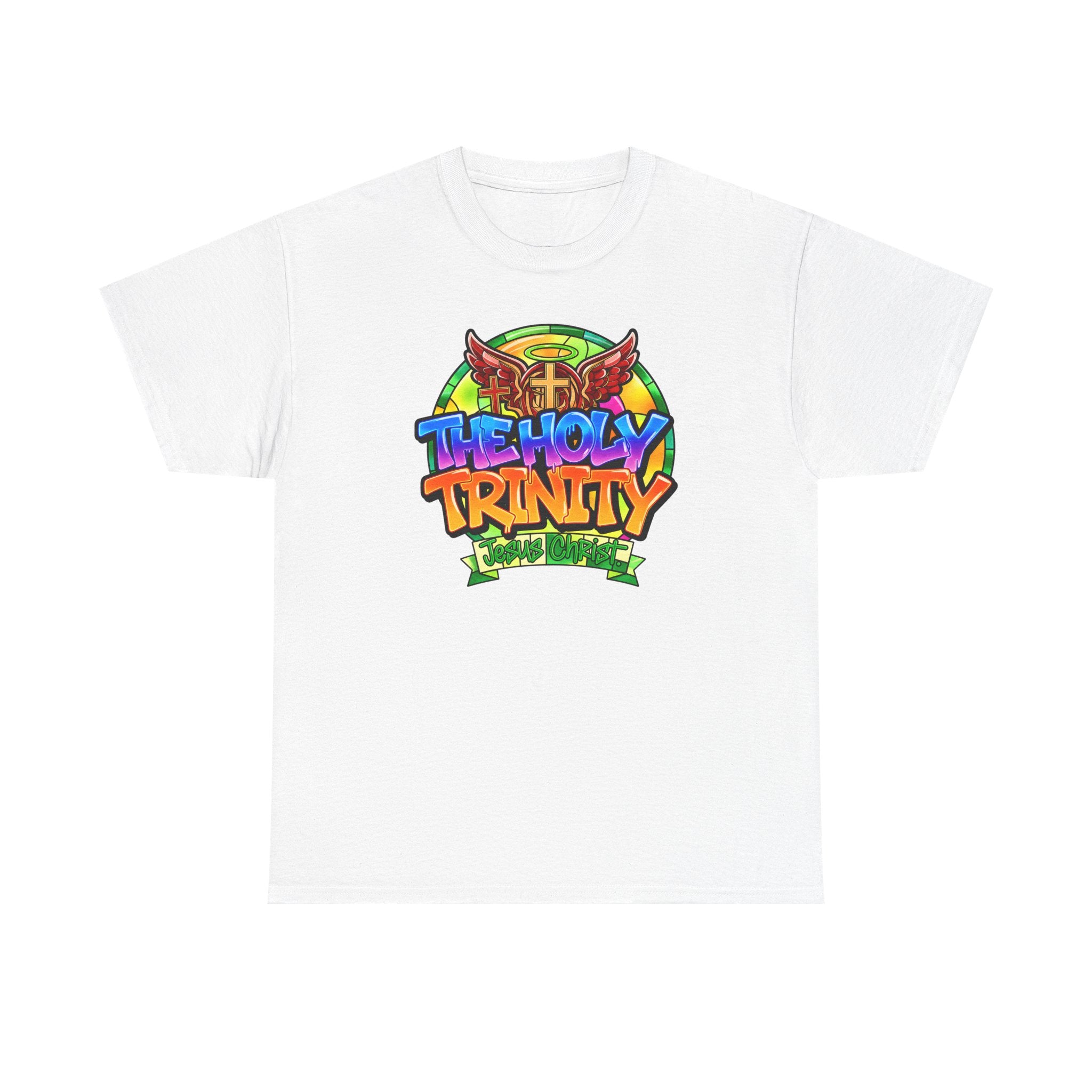 Holy Trinity Graphic Tee — Colorful Faith-Inspired Streetwear T-Shirt