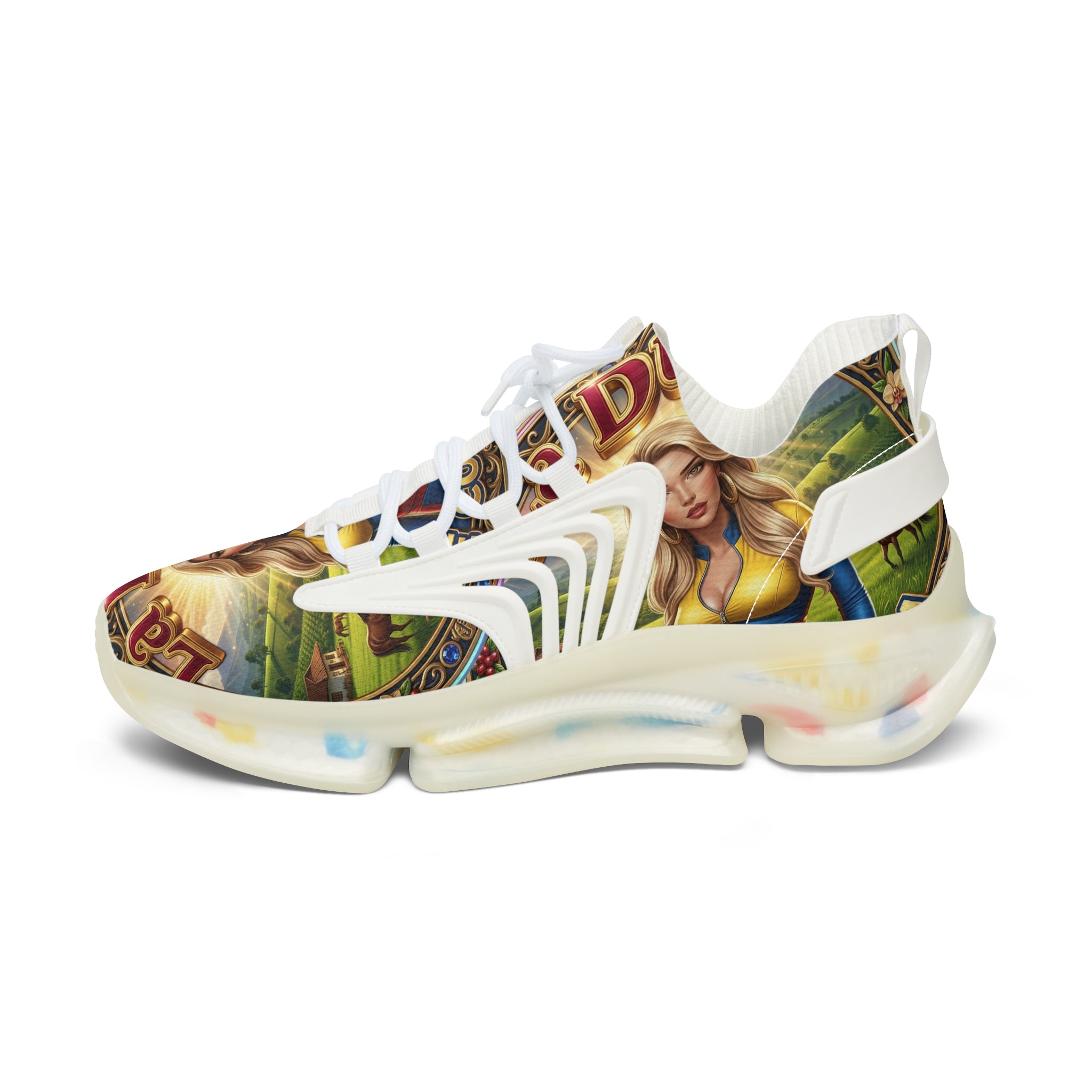 Women's Mesh Sneakers —"La Dura De Colombia " Vintage Country Girl Graphic Athletic Shoes