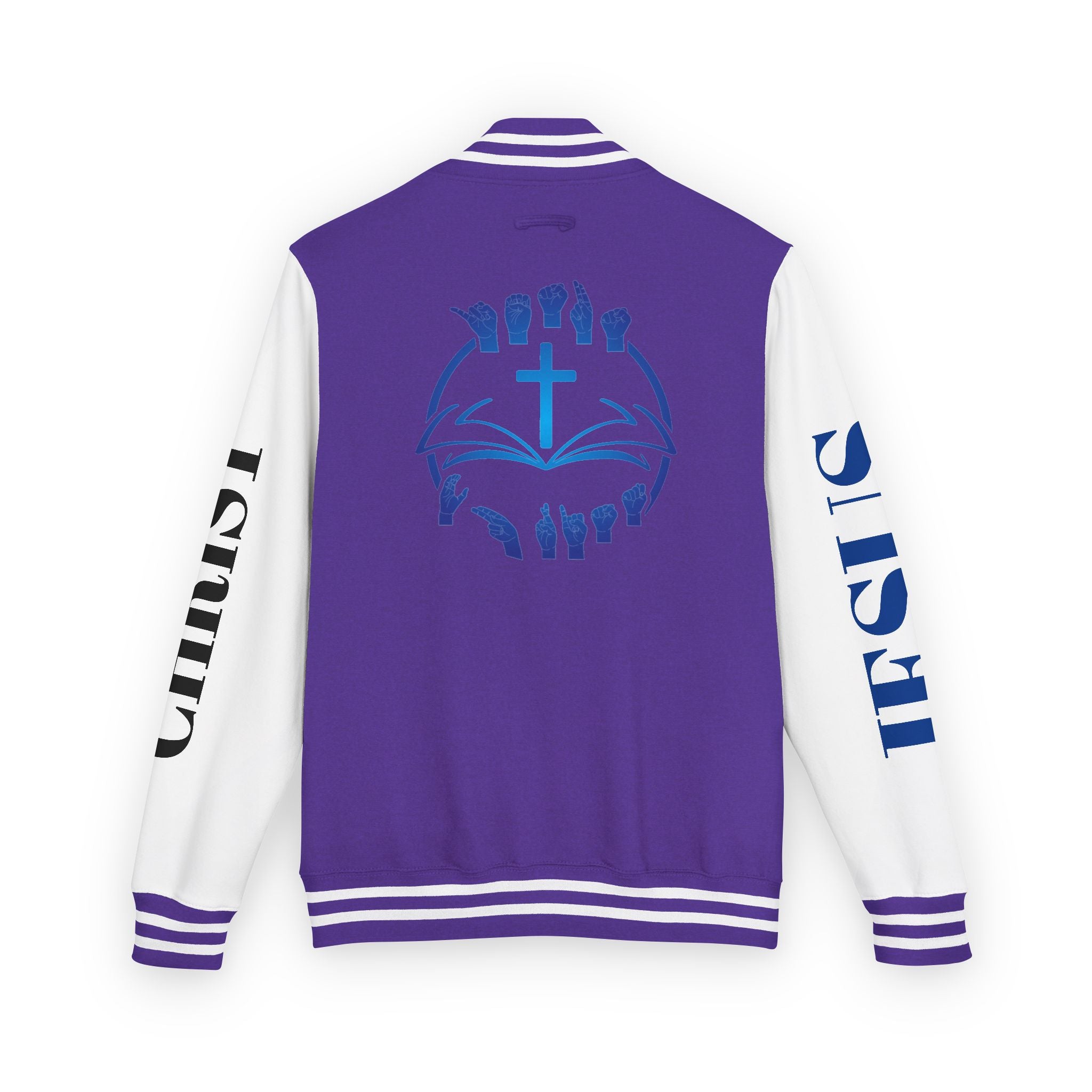 Christian Cross Letterman Jacket — Faith Crewneck Varsity Jacket