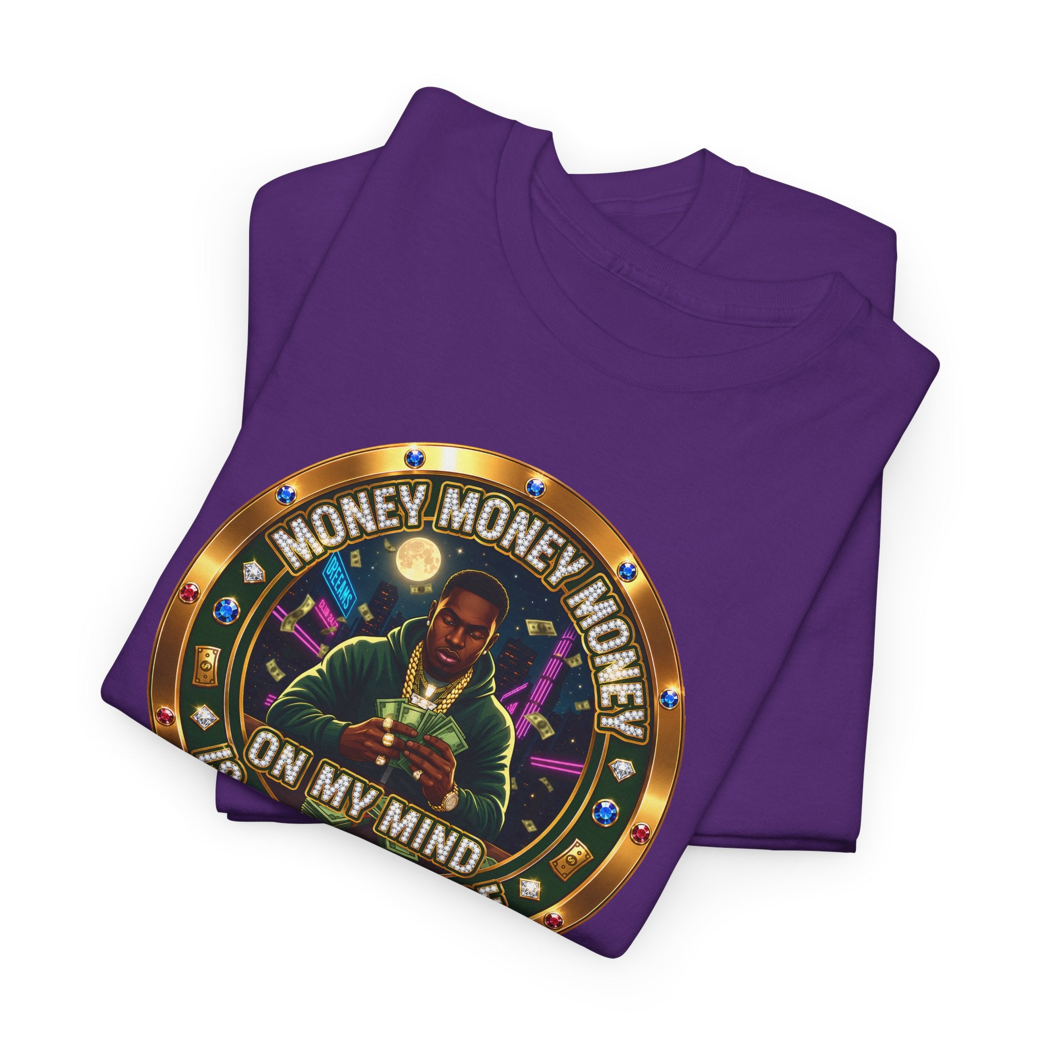 "Money On My Mind" Graphic Tee — Retro Casino Coin Design