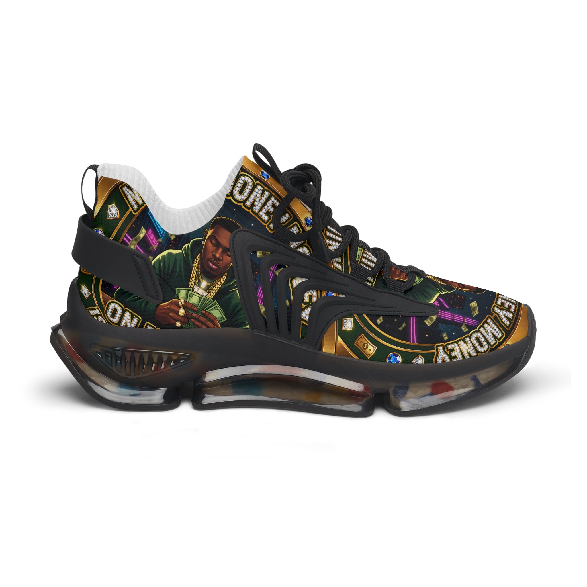 Men's Mesh Sneakers — 'Money' Graphic Women's Athletic Shoes