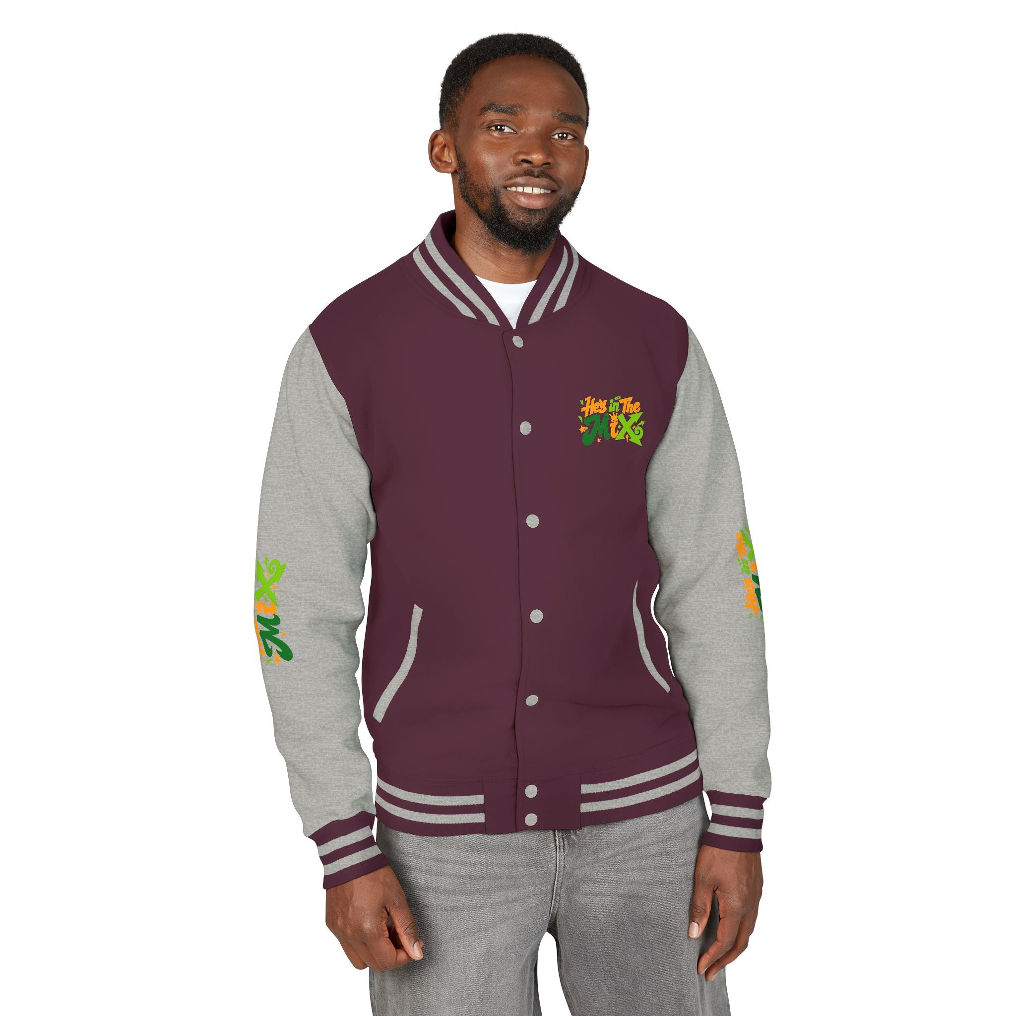Letterman Jacket - "He's in the Mix" Retro Graffiti Varsity Jacket