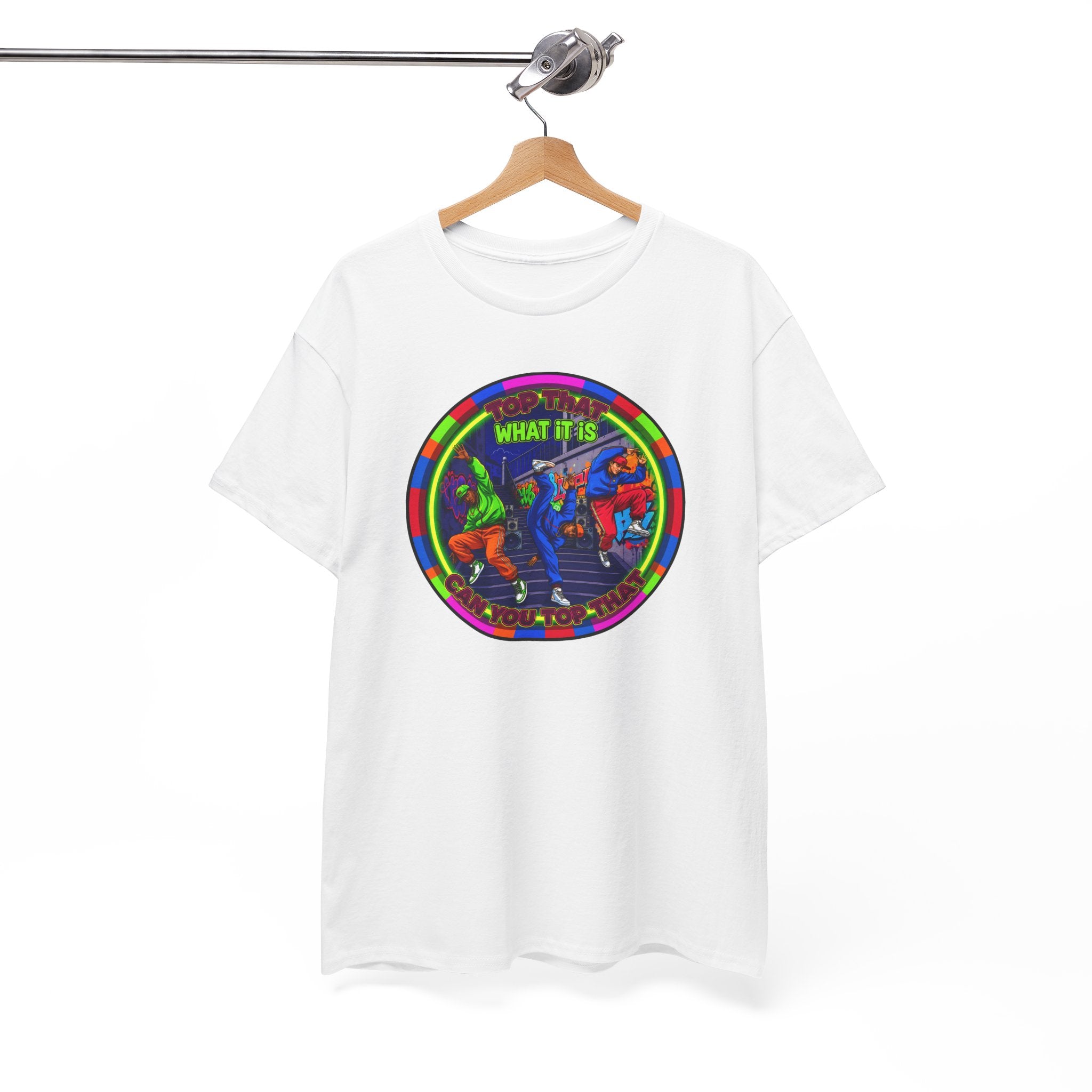 Dance Crew T-Shirt – "Top That What It Is" Retro Neon Graphic Tee
