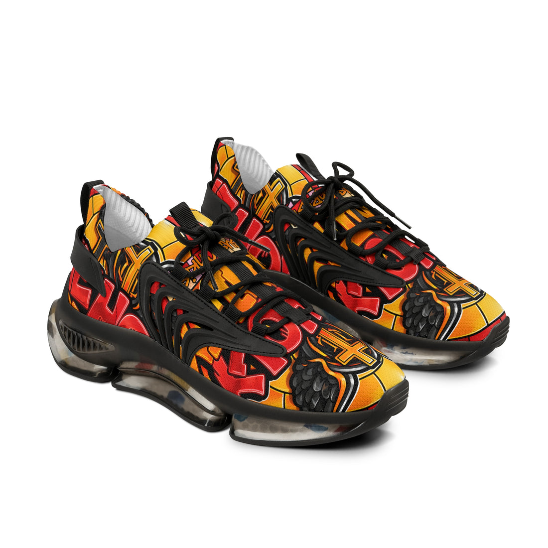 Men's Graphic Sneakers — "Holy Trinity " Bold Cross & Flame Athletic Shoes