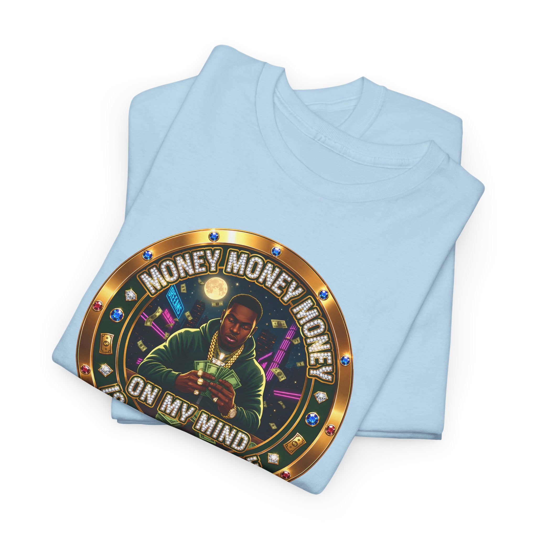 "Money On My Mind" Graphic Tee — Retro Casino Coin Design