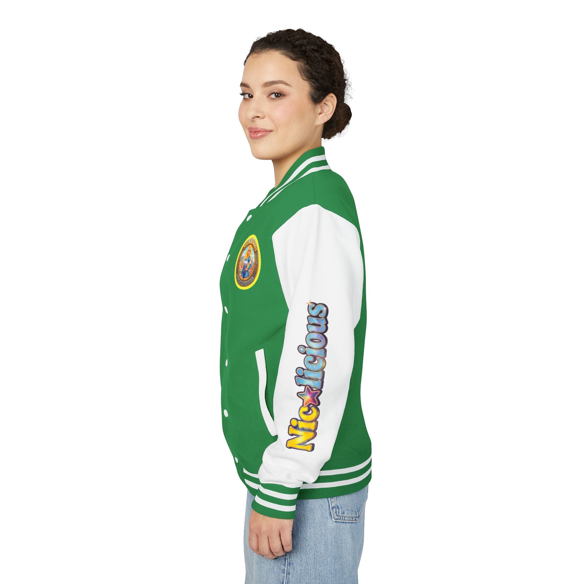 Letterman Jacket — 'Nicalicious' Retro Pinup Logo Varsity Jacket