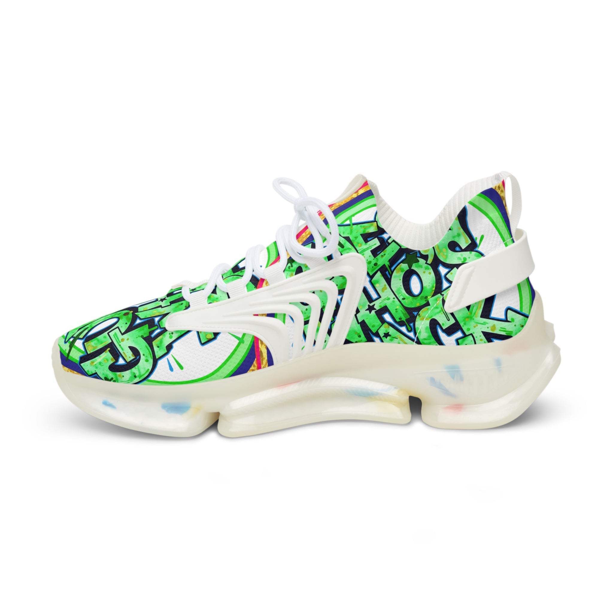 Men's Mesh Sneakers — " Guess Who's Back" Bold Green Graffiti 'Guess Who's Next' Athletic Shoes