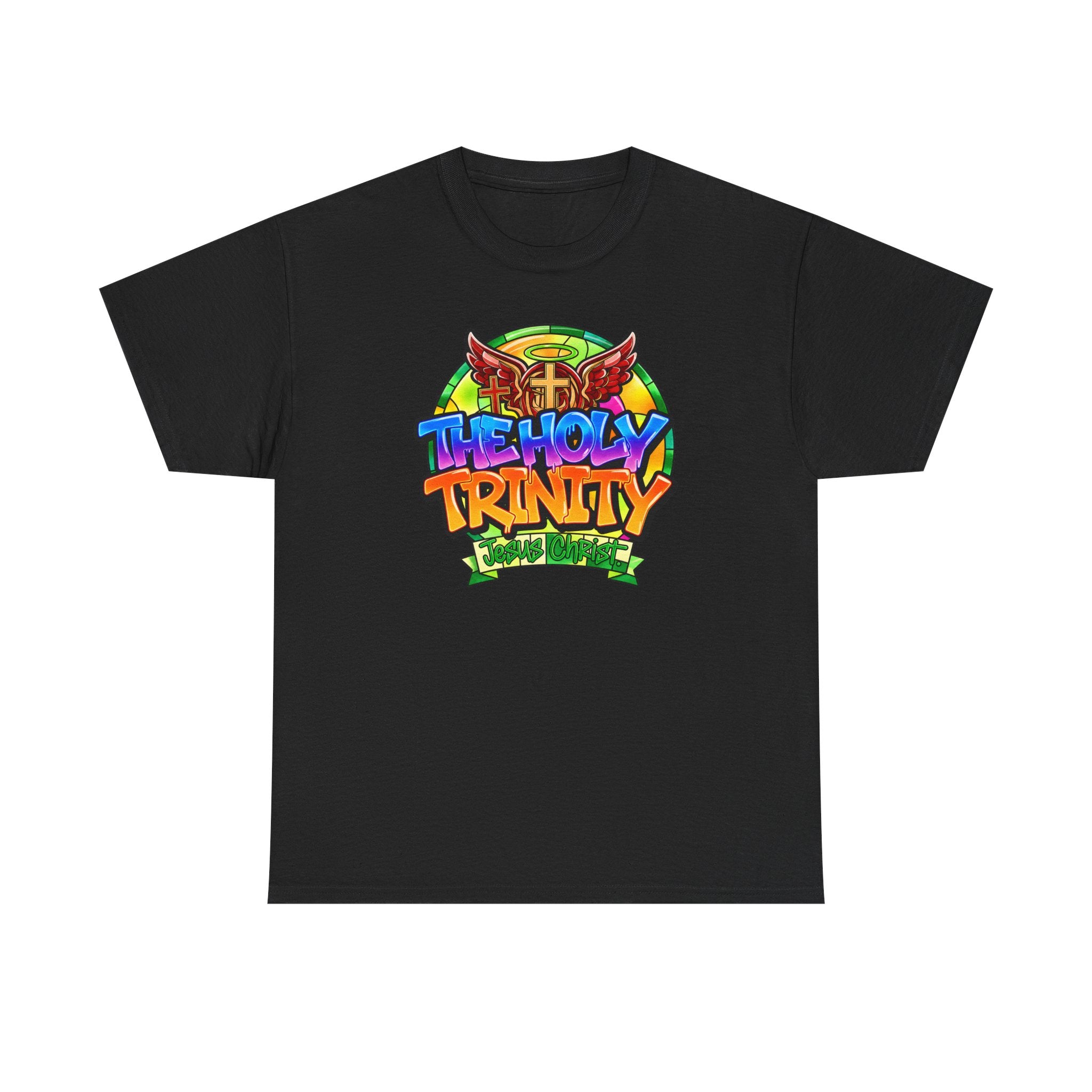 Holy Trinity Graphic Tee — Colorful Faith-Inspired Streetwear T-Shirt