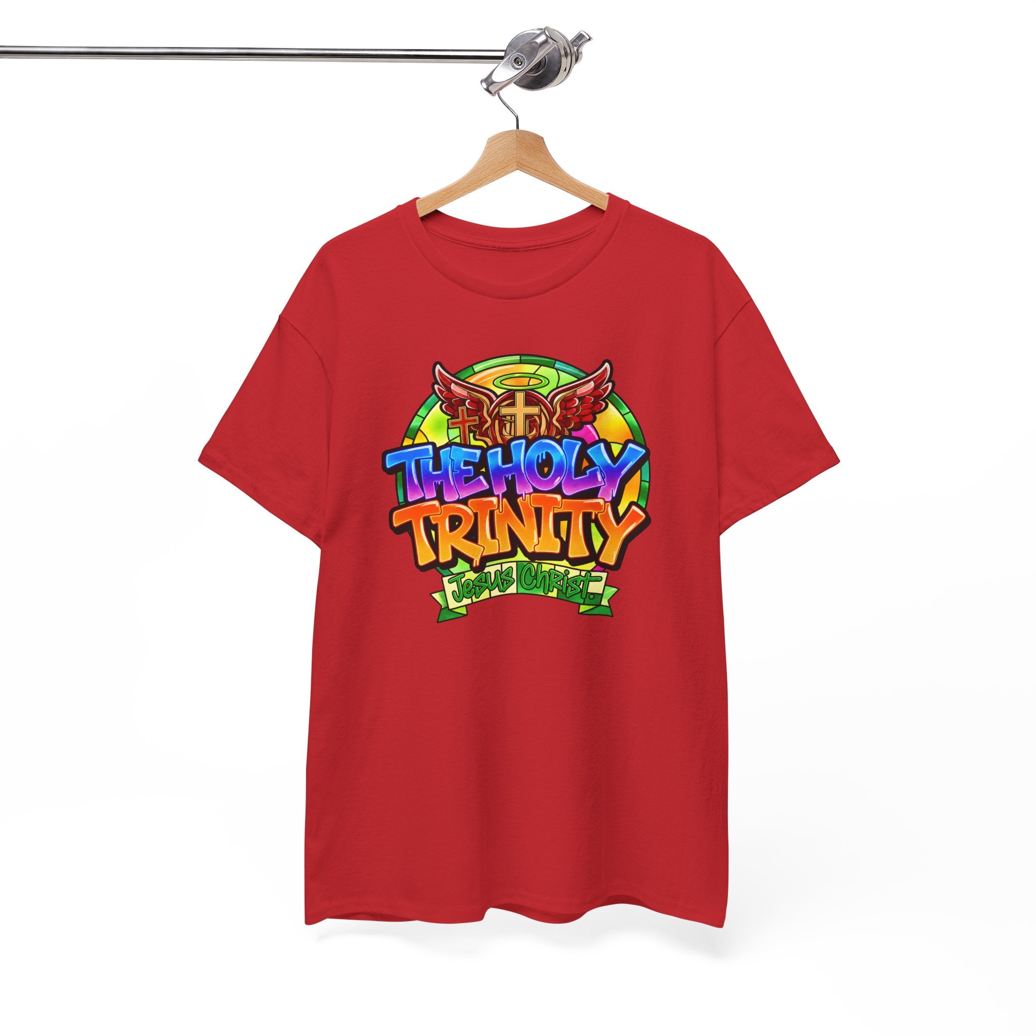 Holy Trinity Graphic Tee — Colorful Faith-Inspired Streetwear T-Shirt