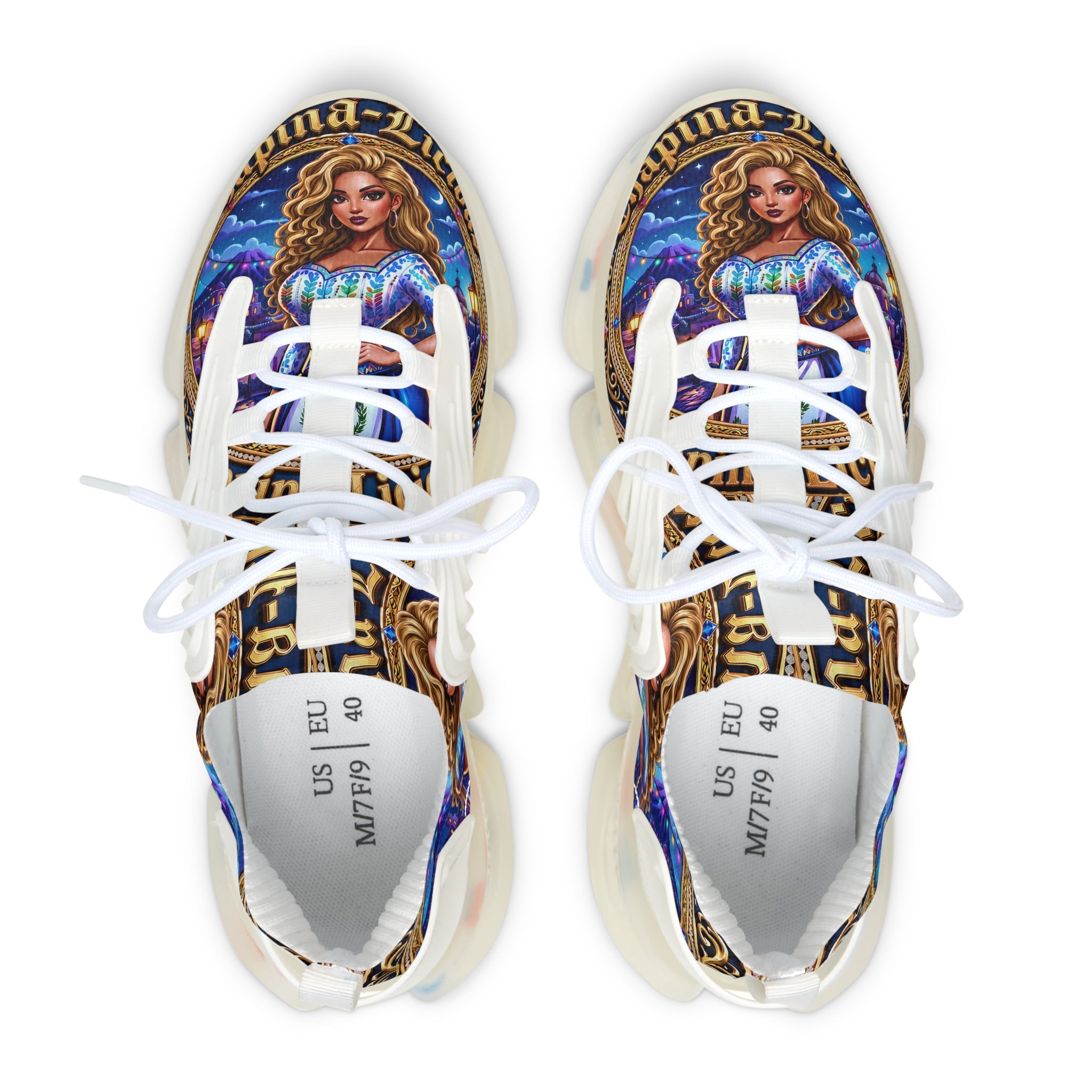 Mesh Sneakers —"Chapina-Licious "Latina Icon Art Print Lightweight Athletic Shoes