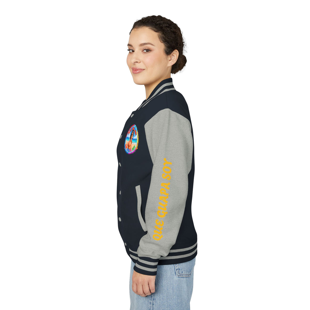 Letterman Jacket – Retro Beach Pinup Varsity Jacket with 'Ayi Ayi Ayi' Graphic