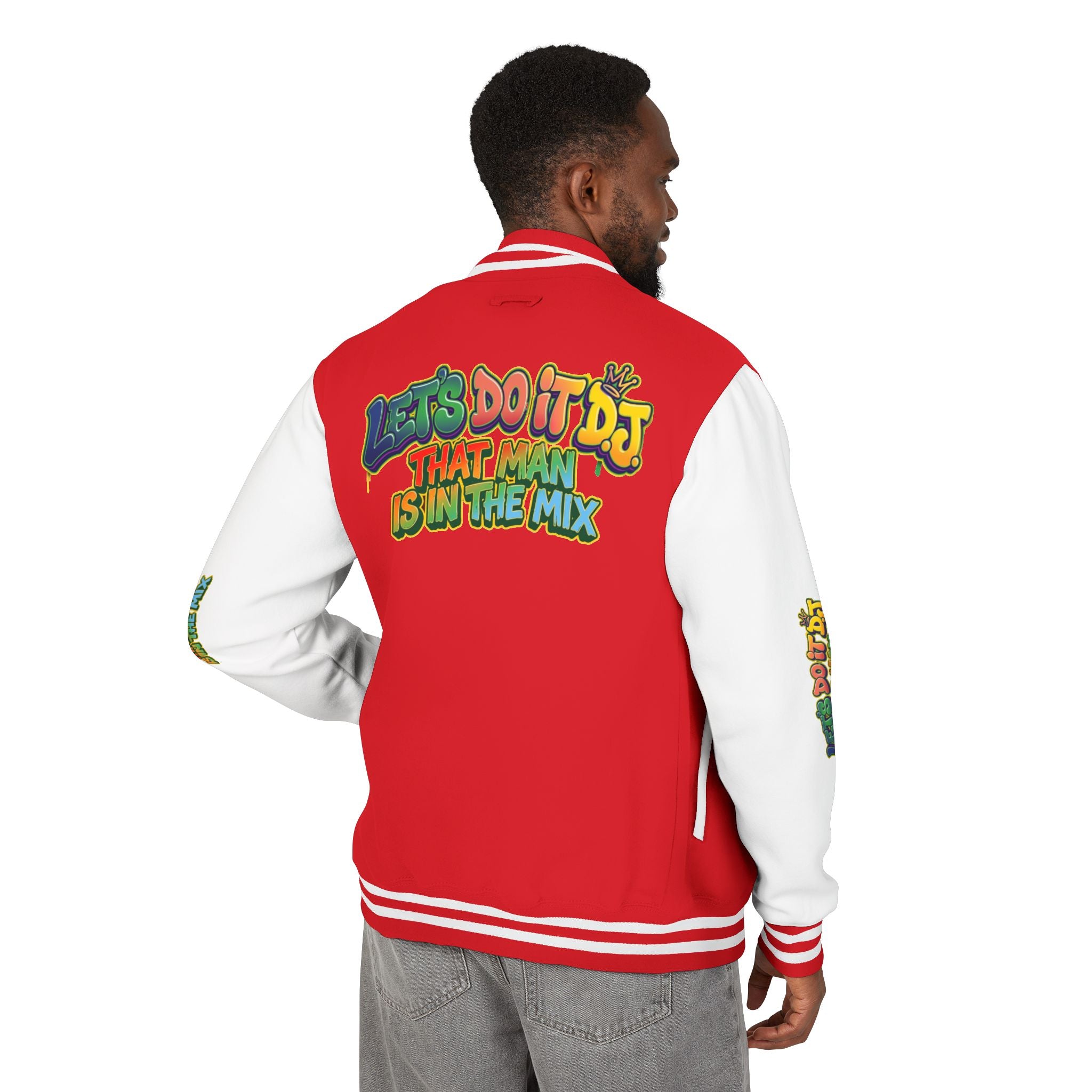 Letterman Jacket — 'Let's Do It' DJ Graphic Varsity Jacket