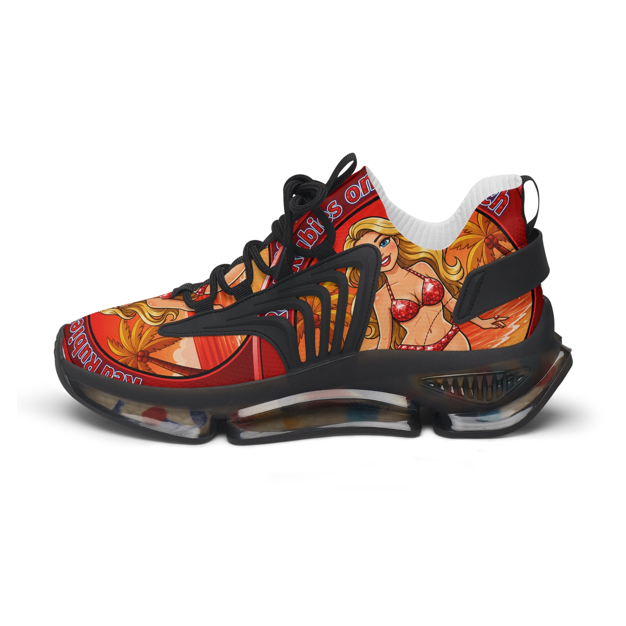 Women’s Mesh Sneakers — Retro Pinup Mermaid Graphic Athletic Shoes