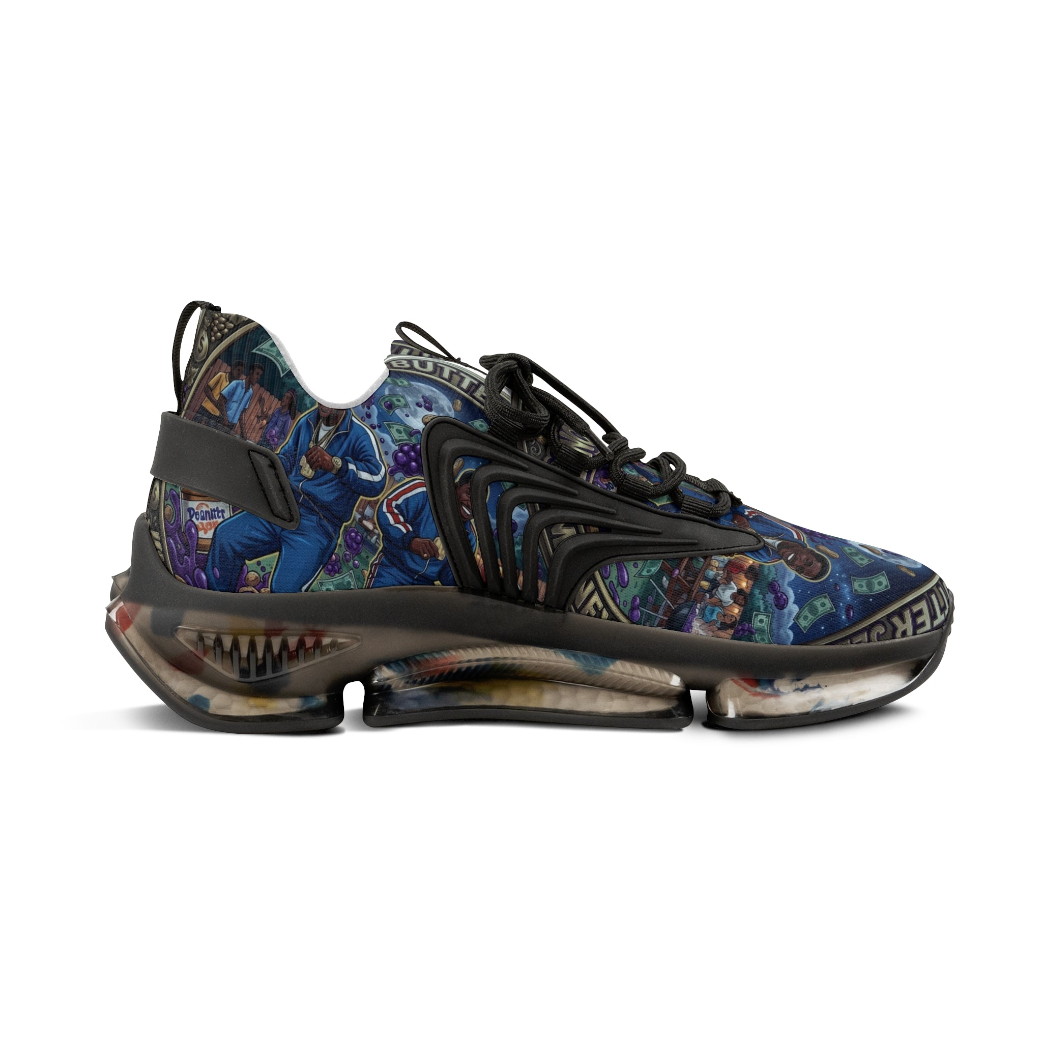 Men's Mesh Sneakers — "Peanut Butter Jelly"Cosmic Blue Graphic Athletic Shoes