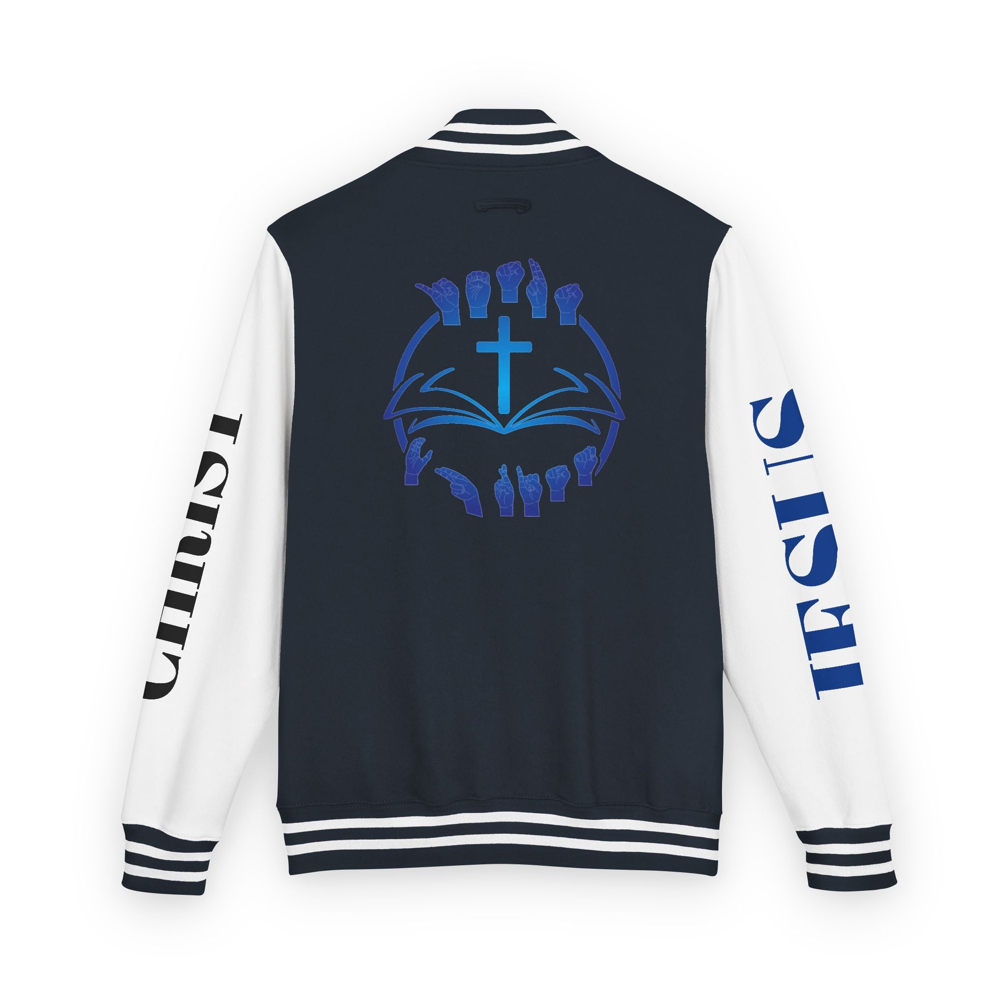 Christian Cross Letterman Jacket — Faith Crewneck Varsity Jacket