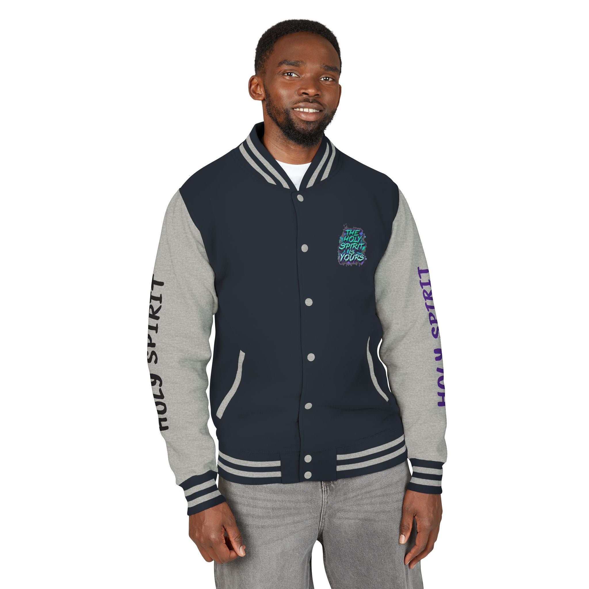 Letterman Jacket — "The Holy Spirit Is Yours" Graphic