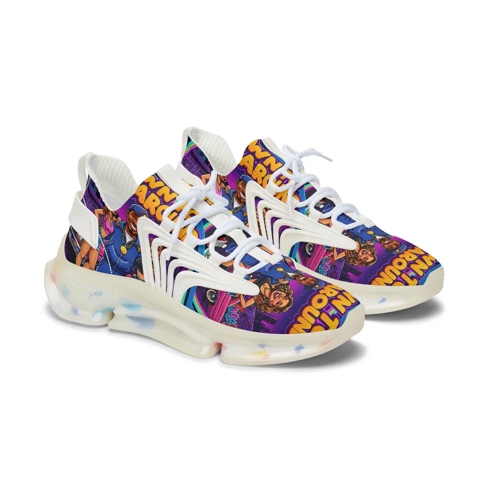 Men's Mesh Sneakers — Colorful 'Get Around' Graphic Athletic Shoes for men's