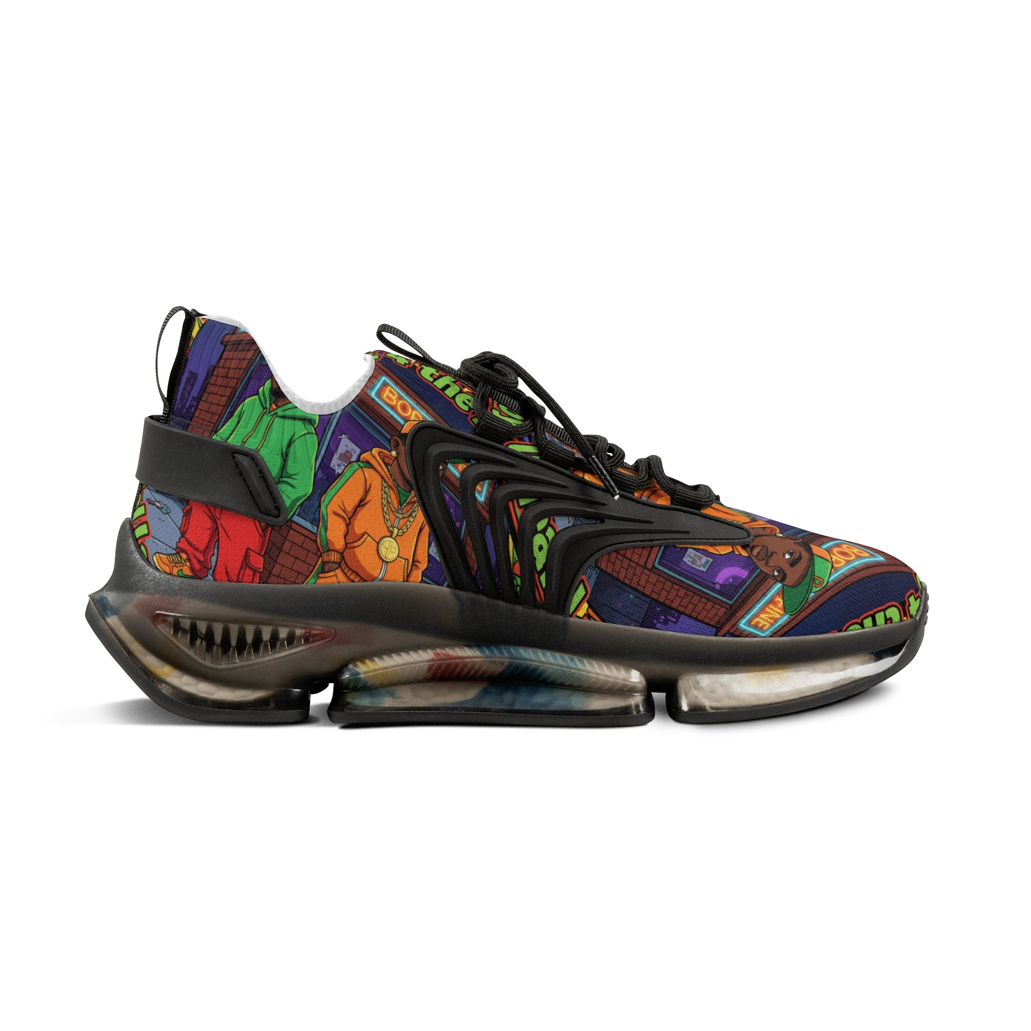 Mesh Sneakers — "I'm Waiting For The Re-Up"Urban Retro Street Art Print Men’s Athletic Shoes