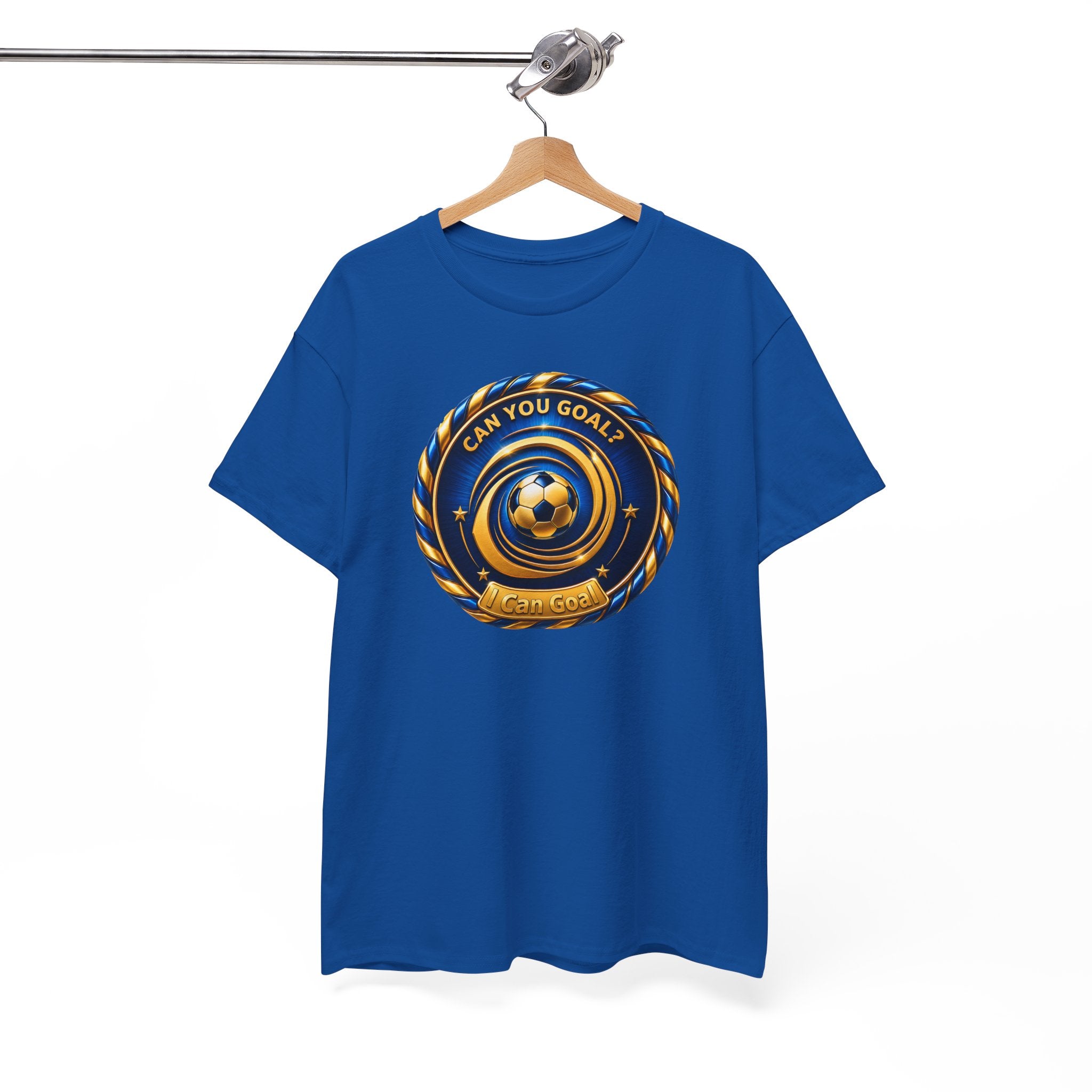 Soccer Badge Tee — "Can You Goal?" Graphic Soccer Shirt