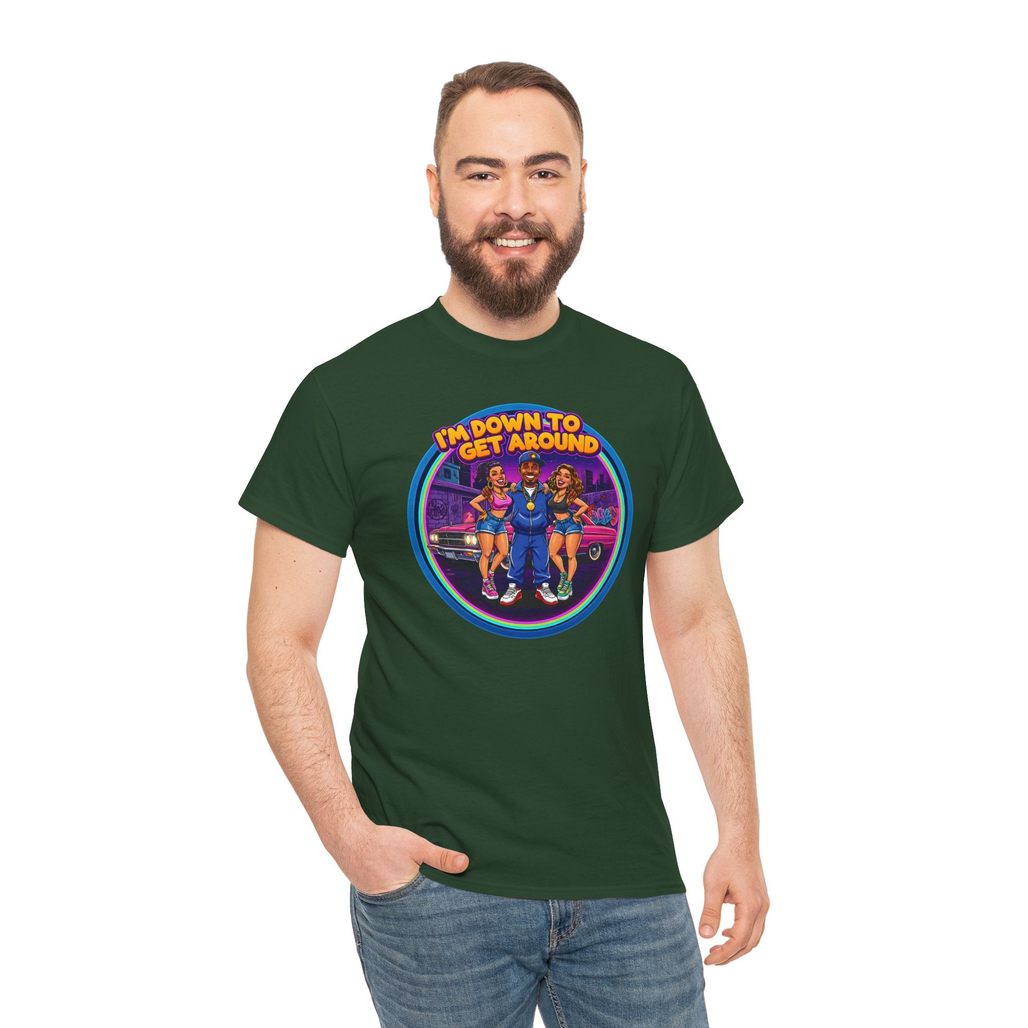 T-Shirt — 'I'm Down to Get Around' Retro Skate Crew Graphic Tee