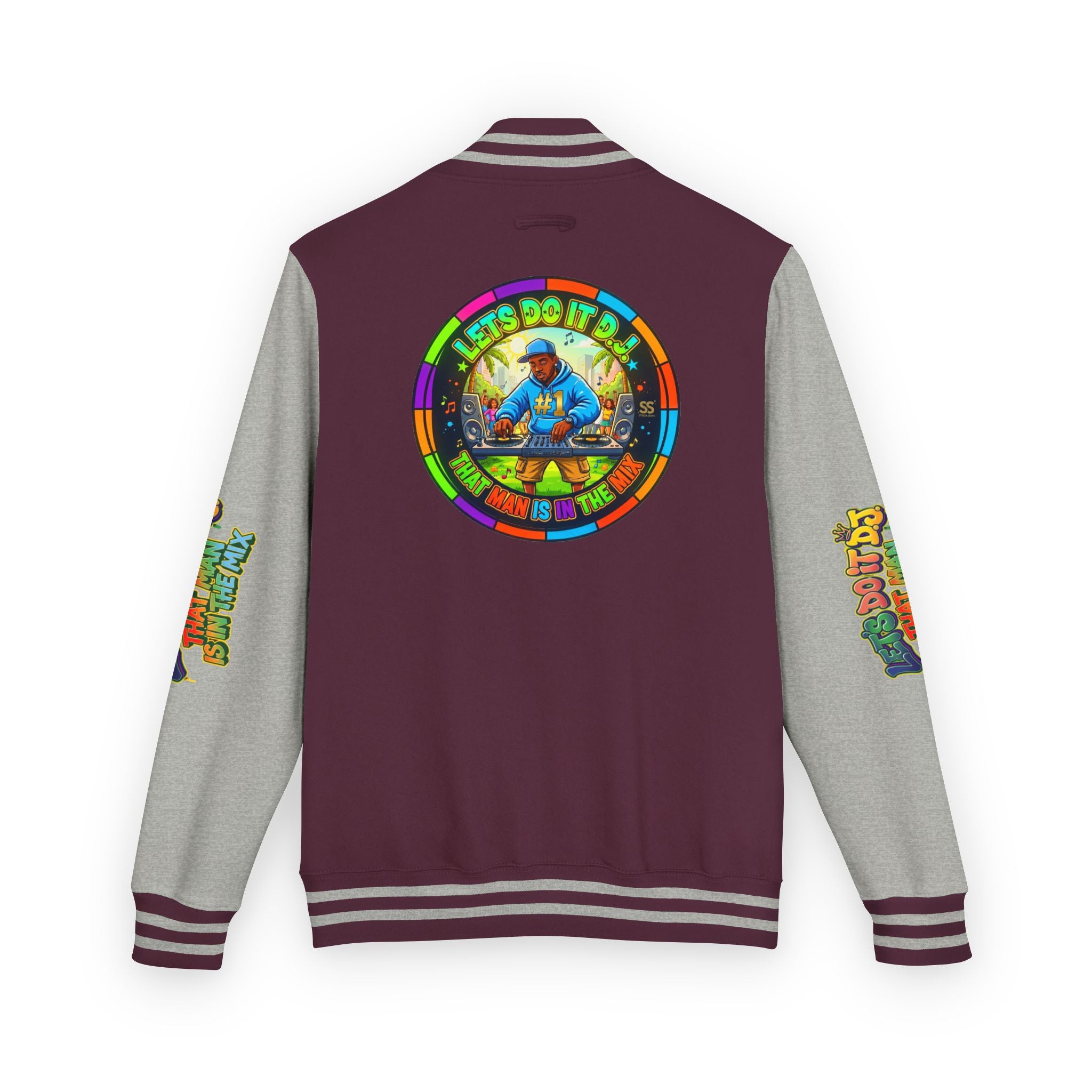 Letterman Jacket — 'Let's Do It' DJ Graphic Varsity Jacket