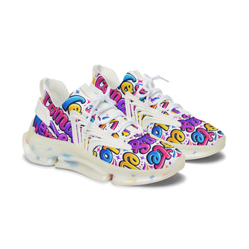 Colorful Graffiti 'No Te Comas El Membrillo" Women's Mesh Sneakers — Funky Streetwear Trainer