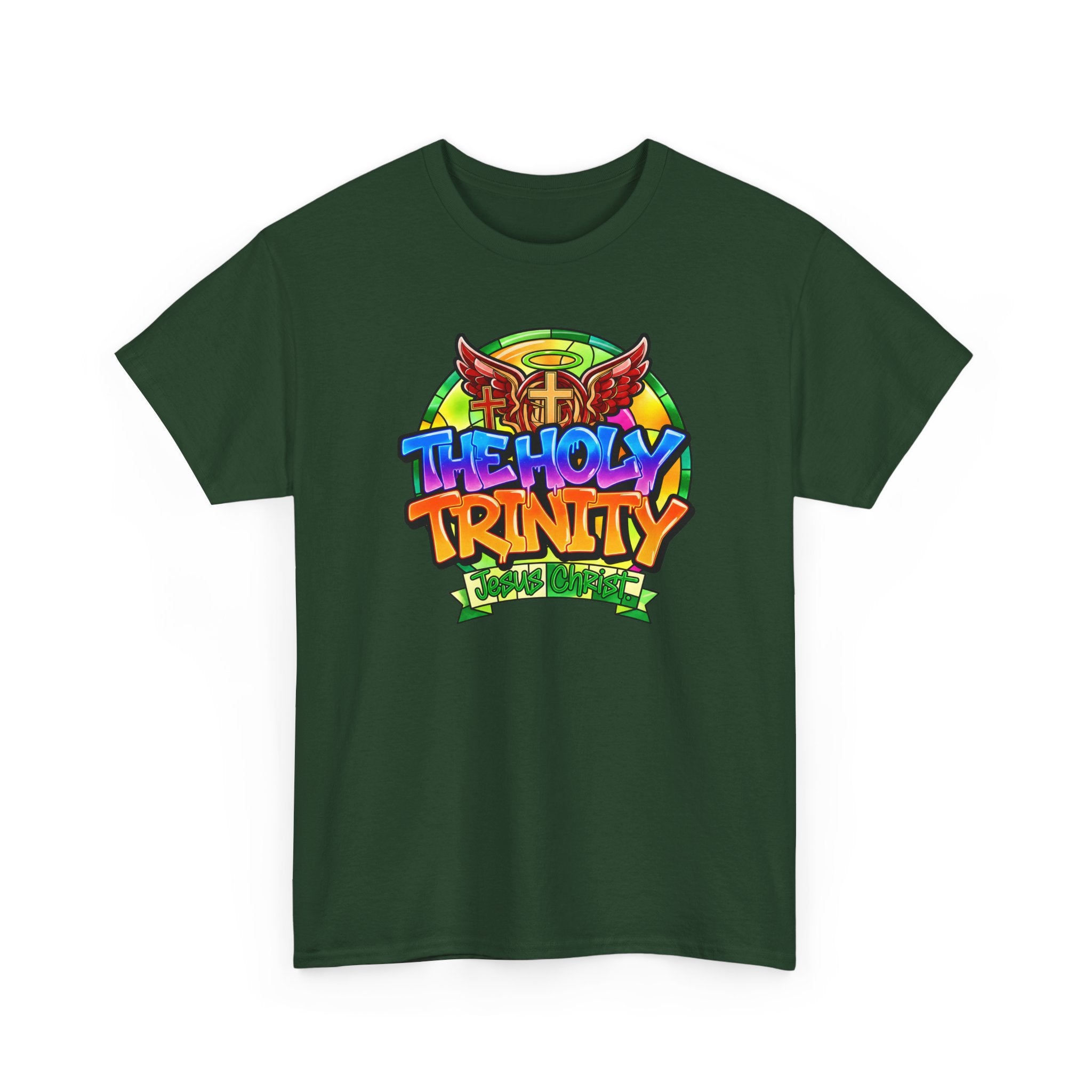 Holy Trinity Graphic Tee — Colorful Faith-Inspired Streetwear T-Shirt