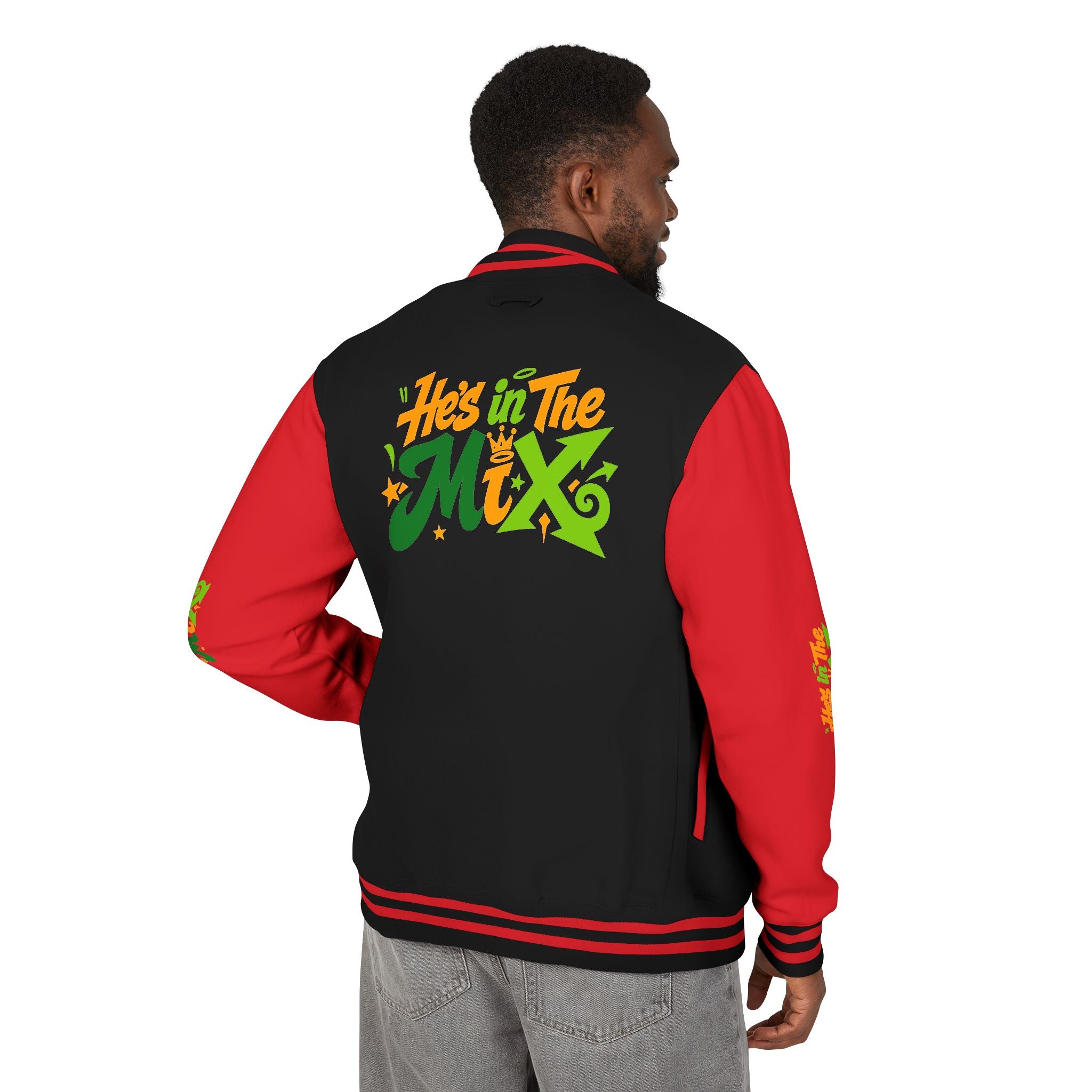 Letterman Jacket - "He's in the Mix" Retro Graffiti Varsity Jacket
