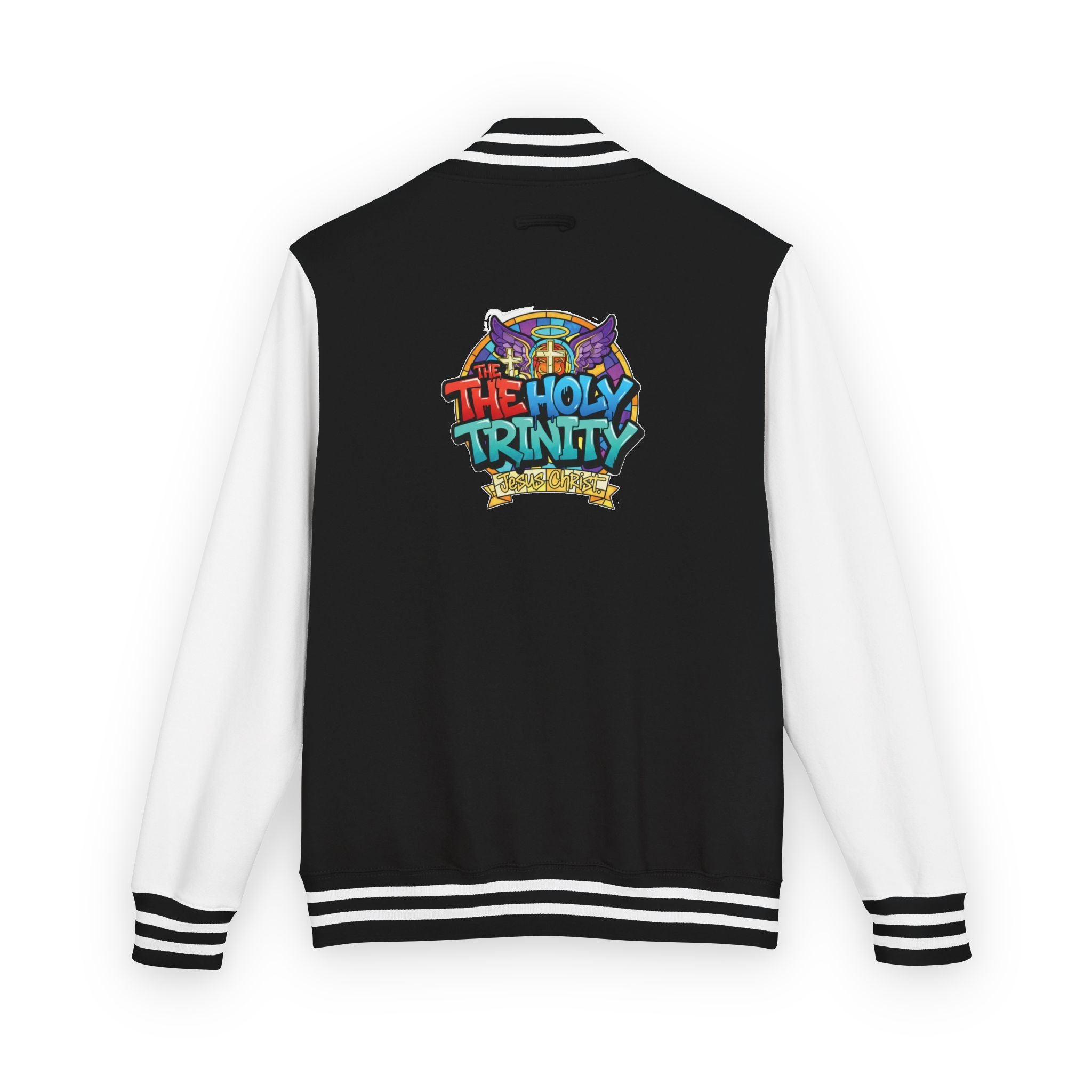 Letterman Jacket — 'The Holy Trinity' Colorful Back Print Varsity Jacket
