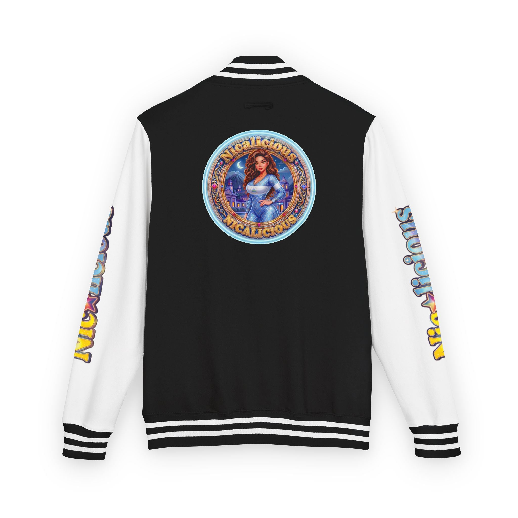 "Nicalicious" Letterman Jacket - Retro Pinup Graphic Varsity Bomber