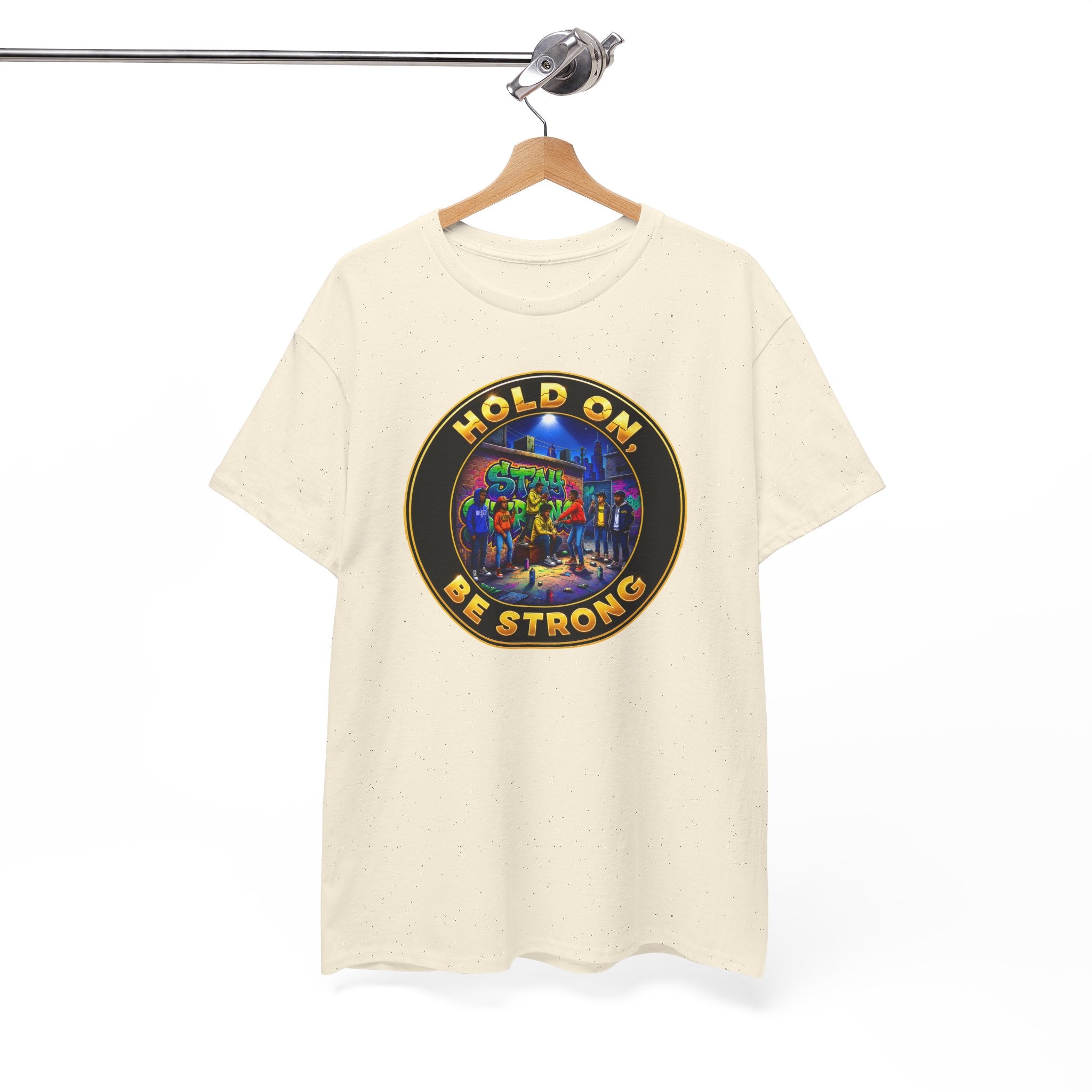 T-Shirt — 'Hold On Be Strong' Inspirational Retro Circle Graphic Tee