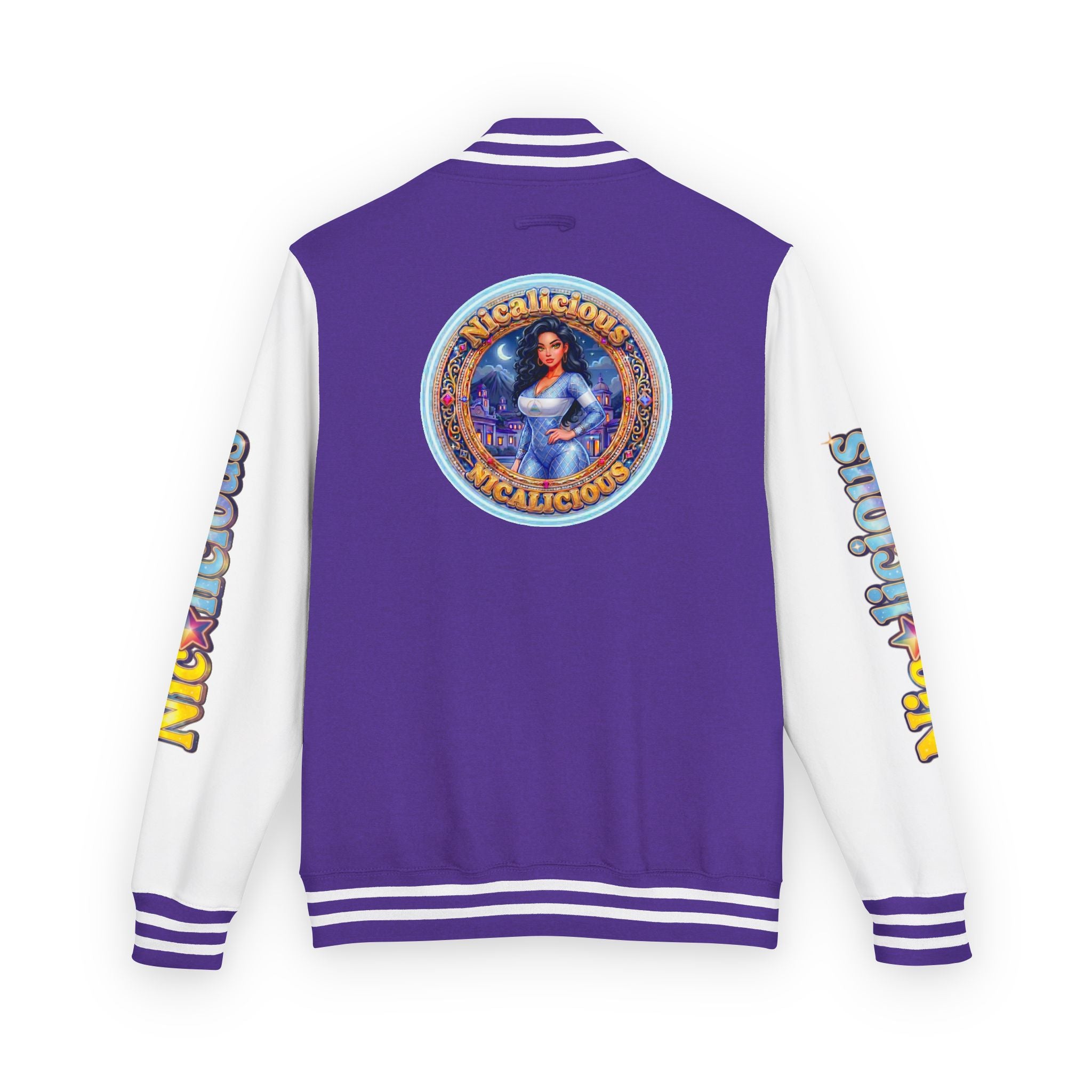 Letterman Jacket — 'Nicalicious' Graphic Varsity Jacket with Retro Badge