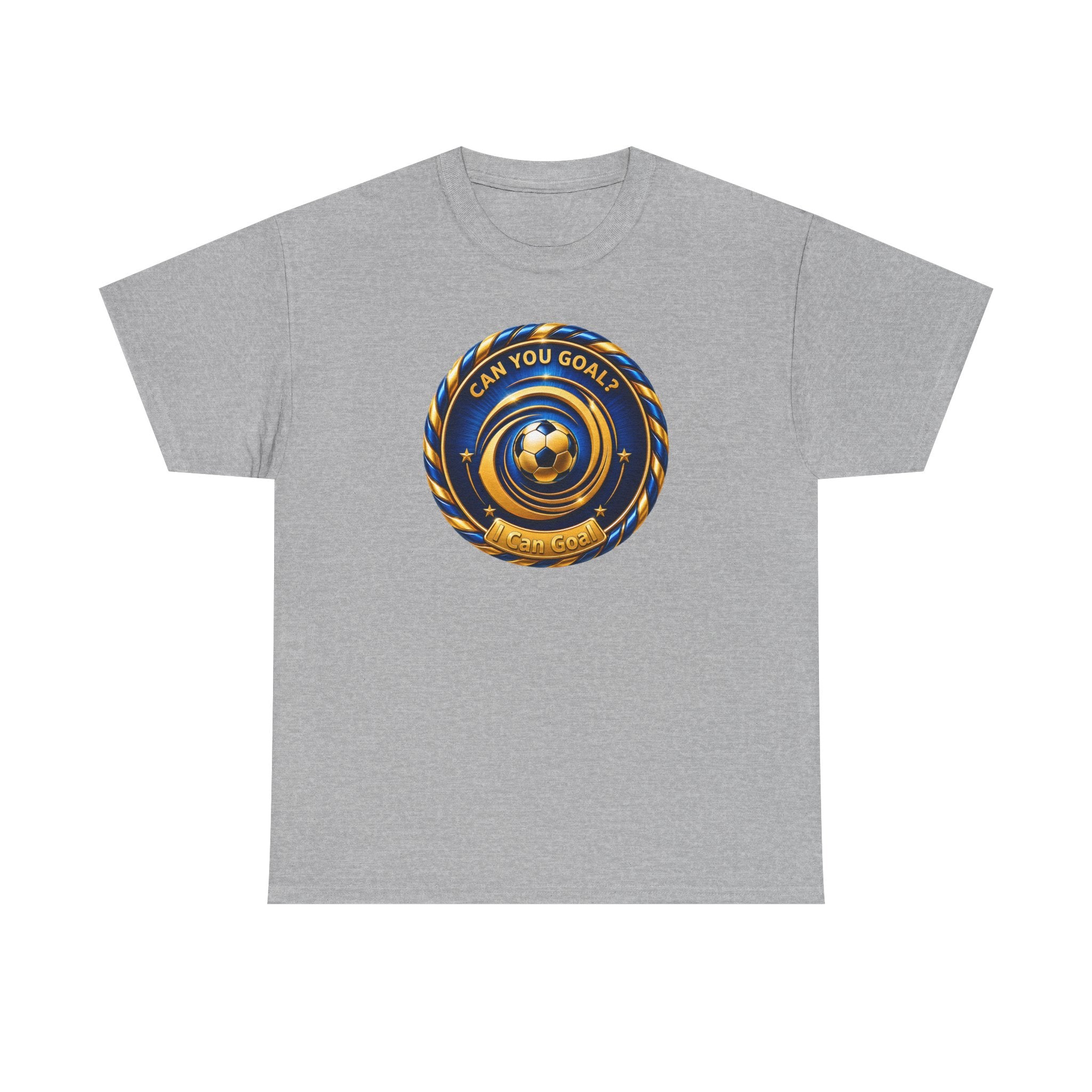 Soccer Badge Tee — "Can You Goal?" Graphic Soccer Shirt